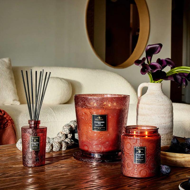 Forbidden Fig Luxury Reed Diffuser - Premium Home Fragrance for Living Room, Bedroom & Office - Long-Lasting Aromatherapy Scented Oil Diffuser for Relaxation & Stress Relief