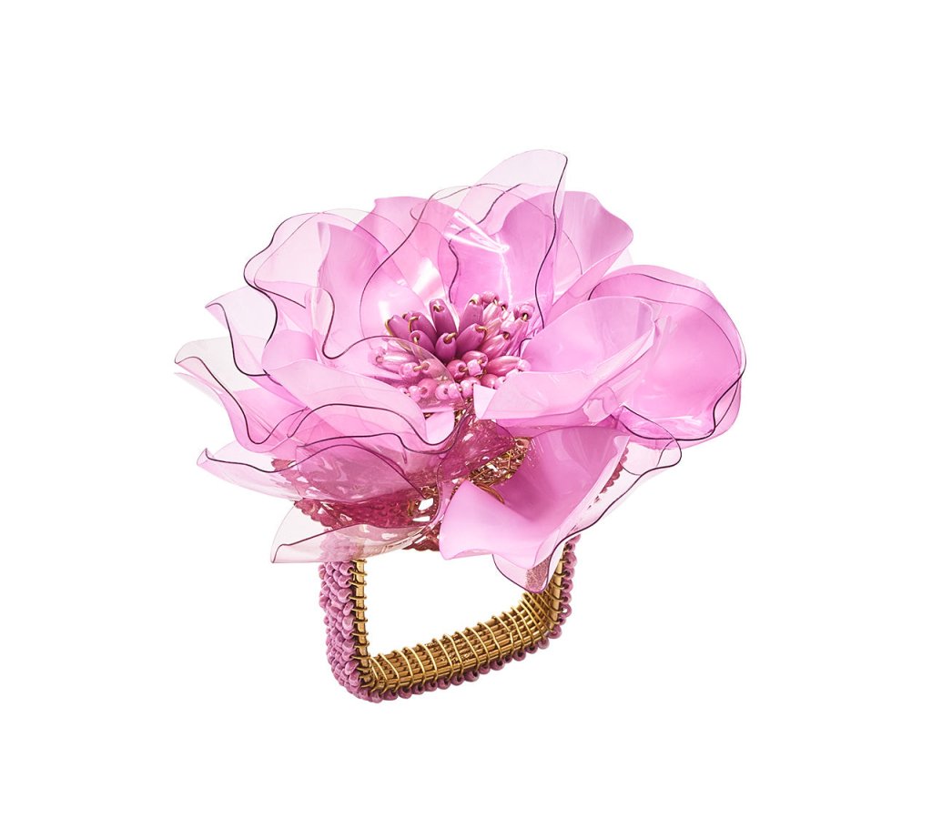 Elegant Lilac Gardenia Napkin Rings - Set of 4 for Wedding, Dinner Party & Holiday Table Decor