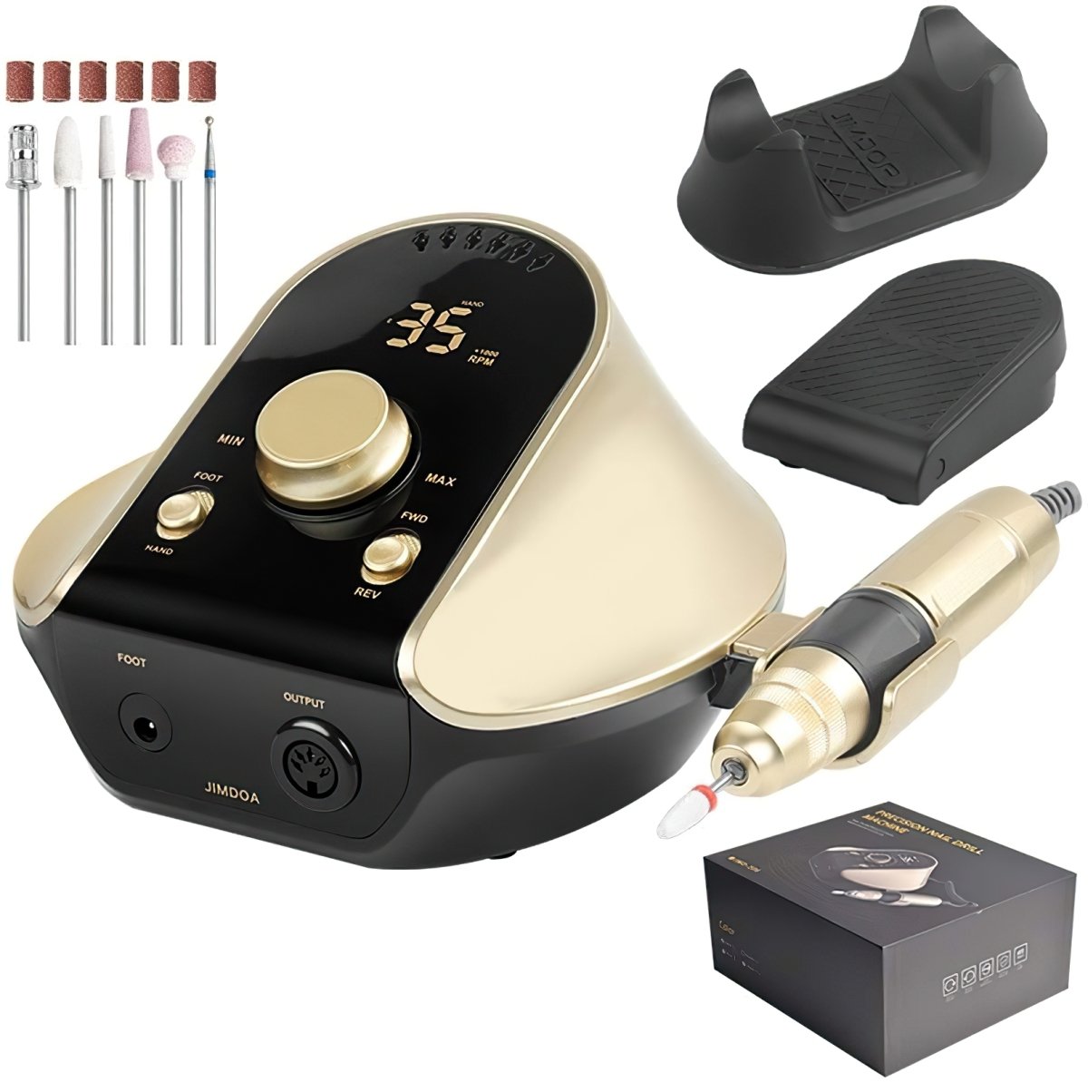45W Professional Nail Drill Machine 35000 RPM - Salon Grade Electric Nail File for Acrylic, Gel & Natural Nails - Perfect for Home & Professional Manicure/Pedicure