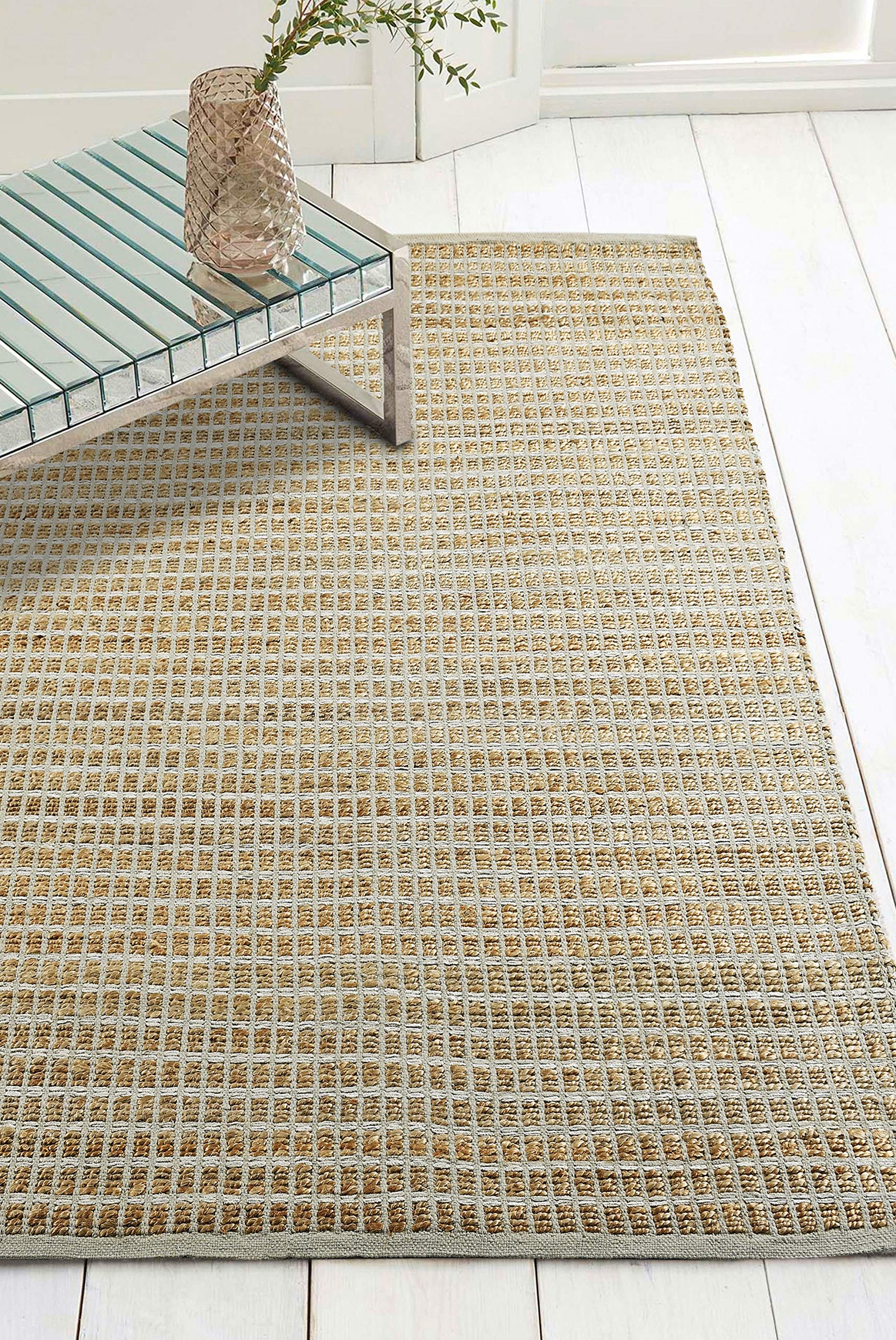 LR Resources 5x7 Grey Natural Fiber Area Rug - Handwoven Jute & Cotton for Living Room, Bedroom, Dining Room - Eco-Friendly Home Decor