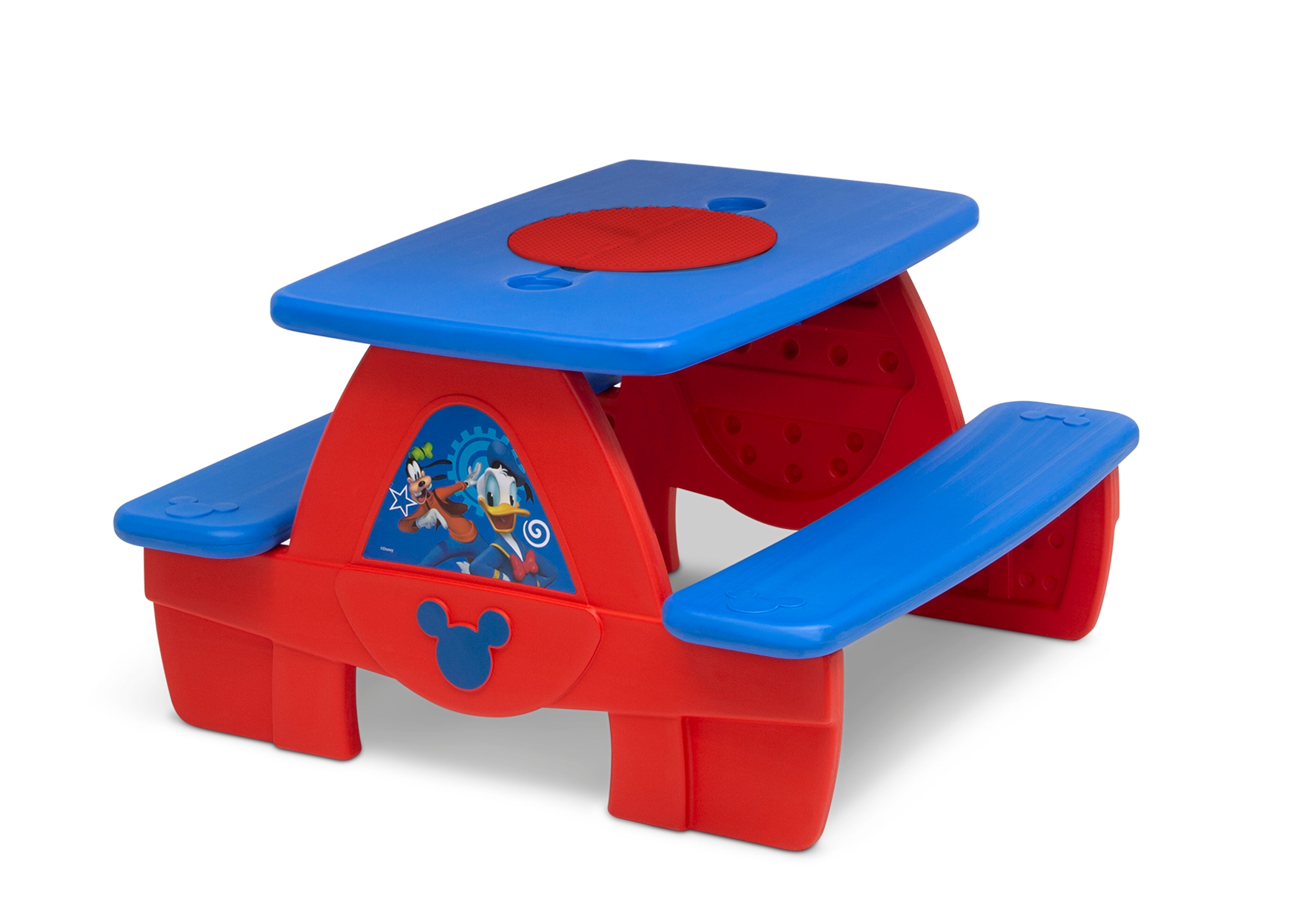 Mickey Mouse 4-Seat Kids Picnic Table with LEGO-Compatible Tabletop - Outdoor Play, Birthday Parties & Backyard Fun for Toddlers