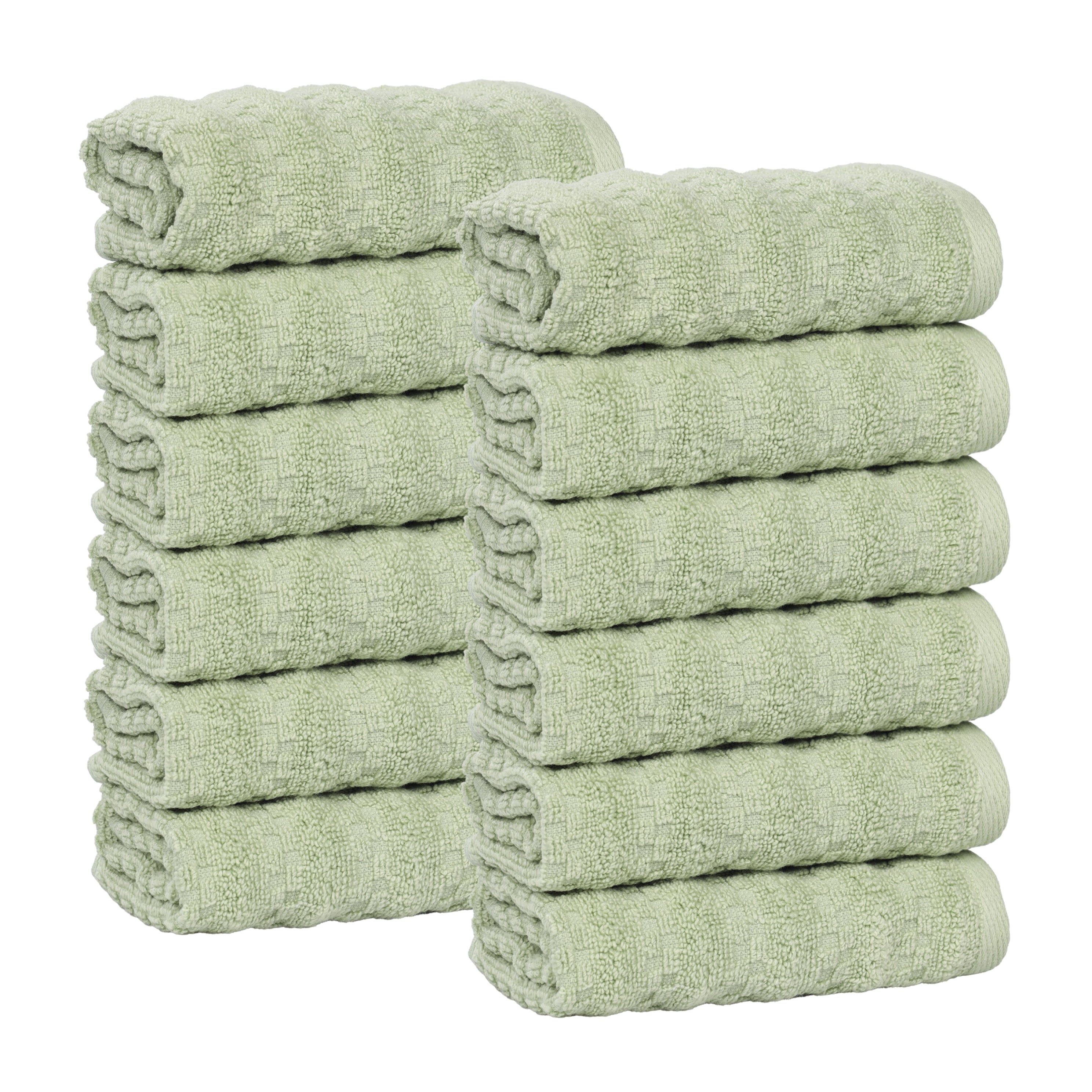 Zuma Zero Twist Cotton Medium Weight Face Towels & Washcloths - 12 Pack | Soft & Absorbent for Spa, Gym, Baby Care & Daily Use