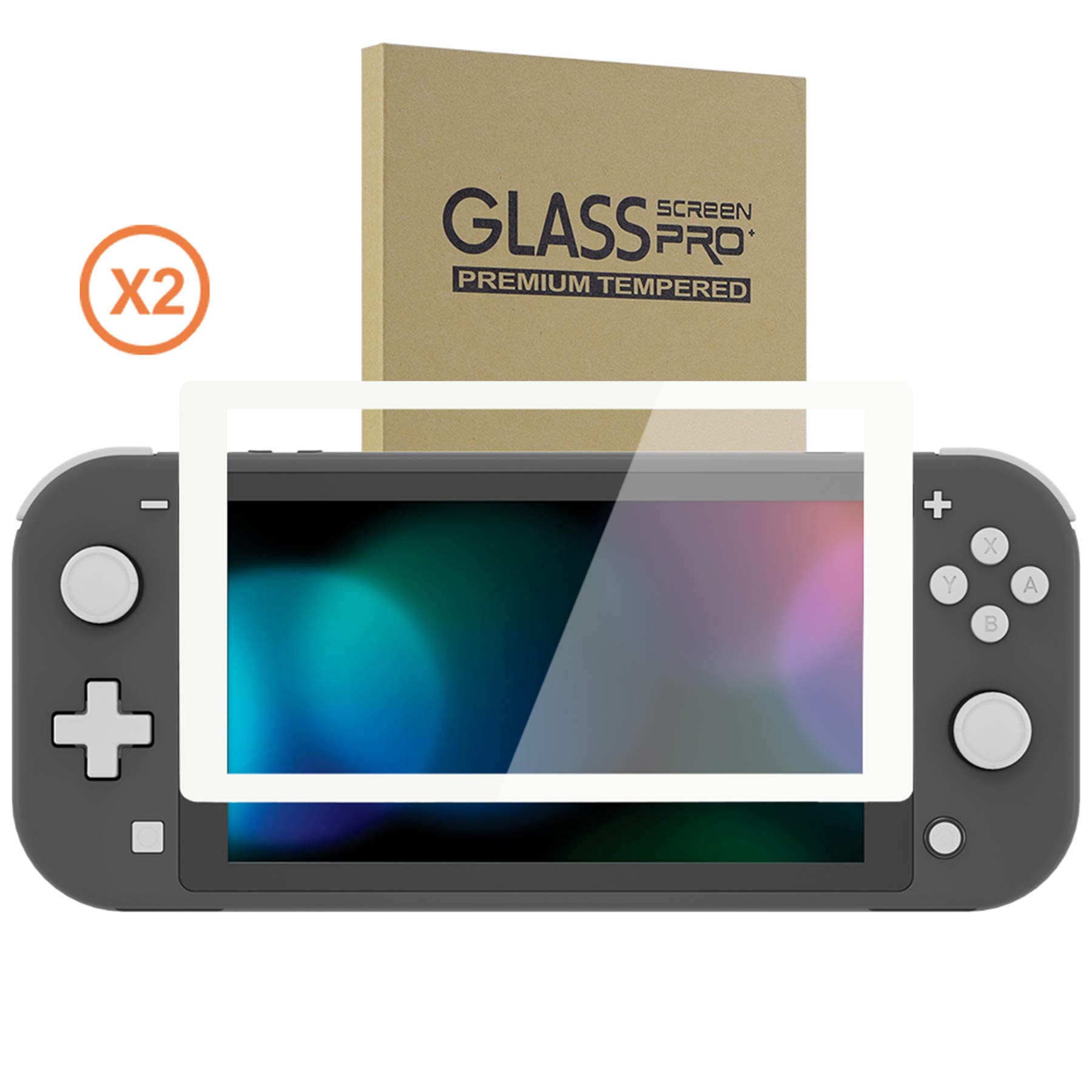 eXtremeRate 2-Pack Tempered Glass Screen Protector for Nintendo Switch Lite - Anti-Scratch, Anti-Fingerprint, Shatterproof, Bubble-Free (White) - Perfect for Gaming Protection and Travel Use