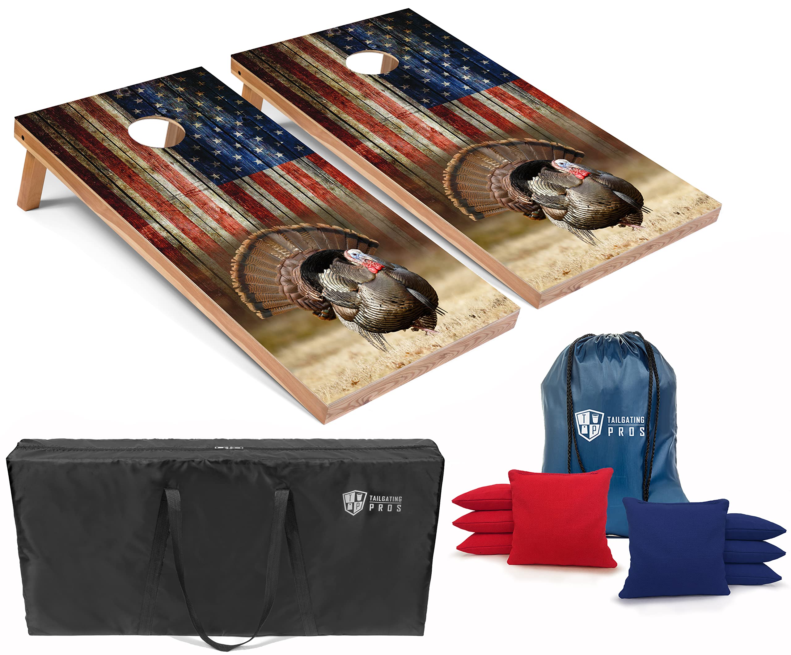 Premium Cornhole Board Set with 8 Bean Bags & Carrying Case - Regulation 4'x2' Size - Tournament Grade & Lightweight Design - Optional LED Lights for Night Play - Perfect for Backyard Parties, Tailgating, and Outdoor Games