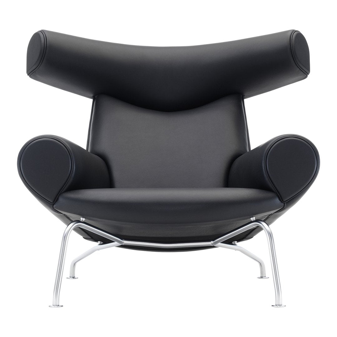 Erik Jørgensen Wegner Ox Chair - Mid Century Modern Leather Lounge Chair for Living Room, Office & Reading Nook - Scandinavian Design Replica