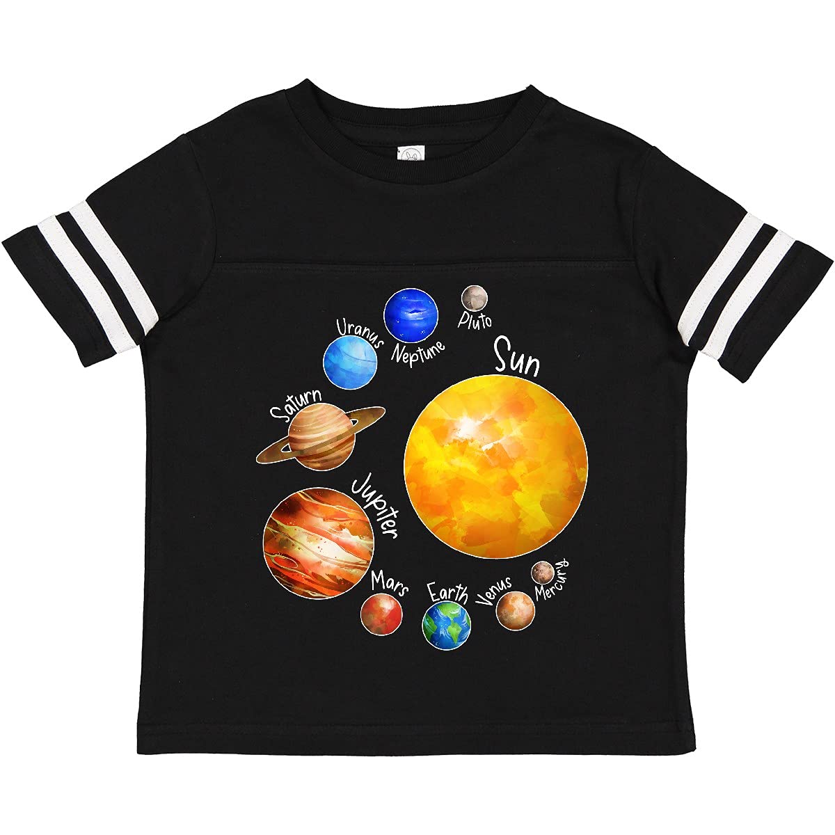 Inktastic Sun and Planets - Yes, and Pluto Toddler T-Shirt | Cute Space-Themed Kids Shirt for Boys & Girls | Perfect for School, Playdates & Astronomy Enthusiasts