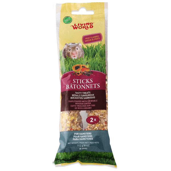Living World Fruit Flavor Hamster Treat Sticks - Healthy Natural Chew Toys for Small Pets - Perfect for Cage Enrichment & Dental Care