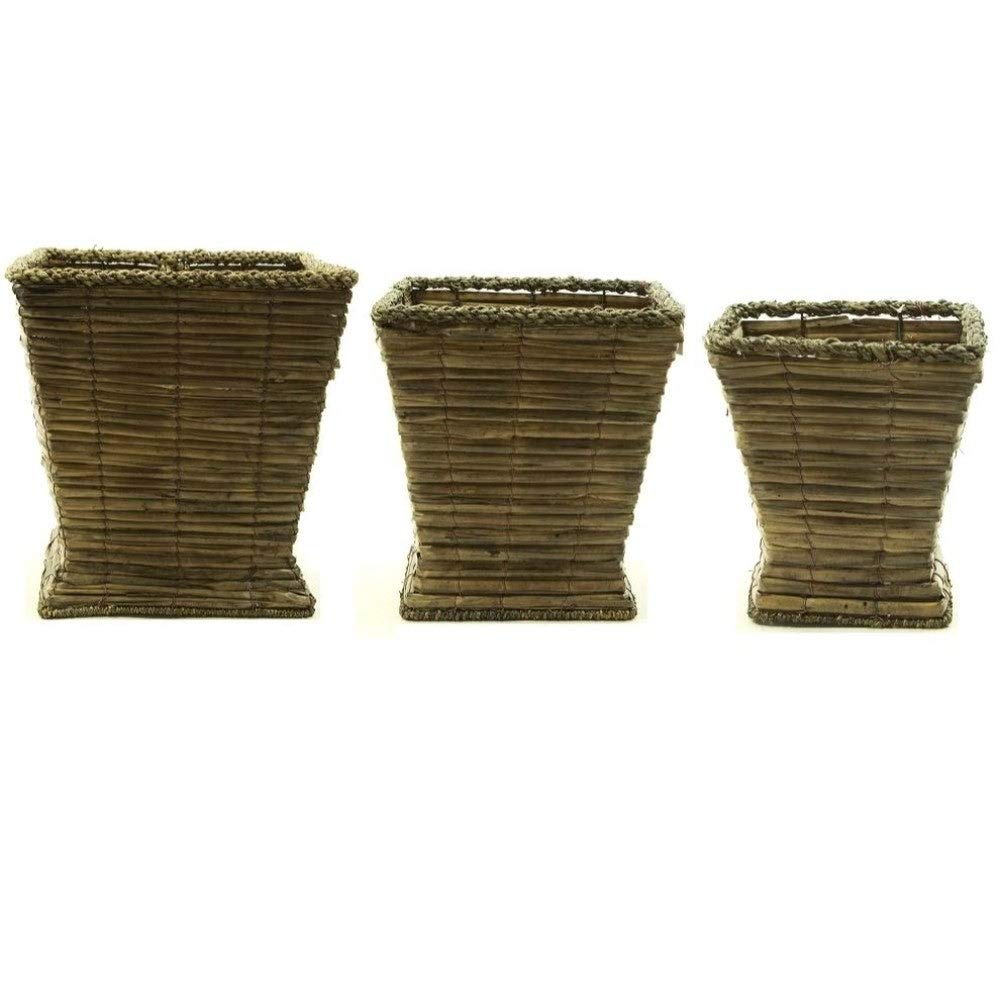 Natural Seagrass Vase Set of 3 - Light Brown Handwoven Modern Home Decor for Living Room, Bedroom & Office - Perfect for Boho, Coastal & Farmhouse Style Decorating