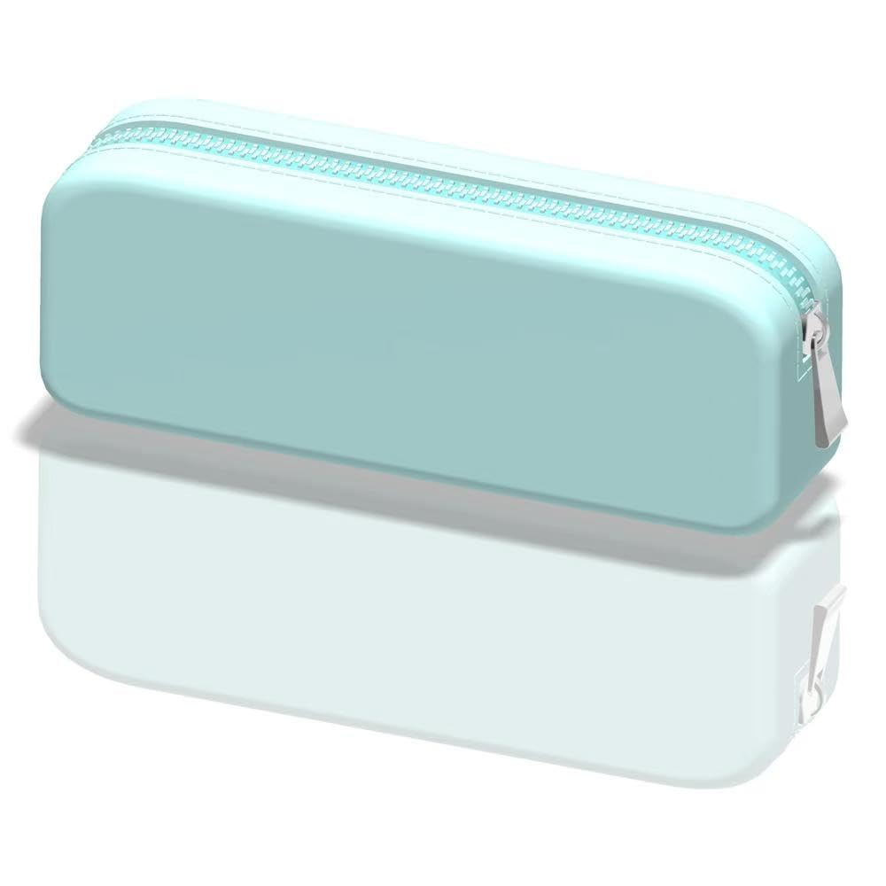 Silicone Makeup Brush Holder - Travel Cosmetic Organizer with Zipper Pouch, Light Blue for Daily Work & Travel
