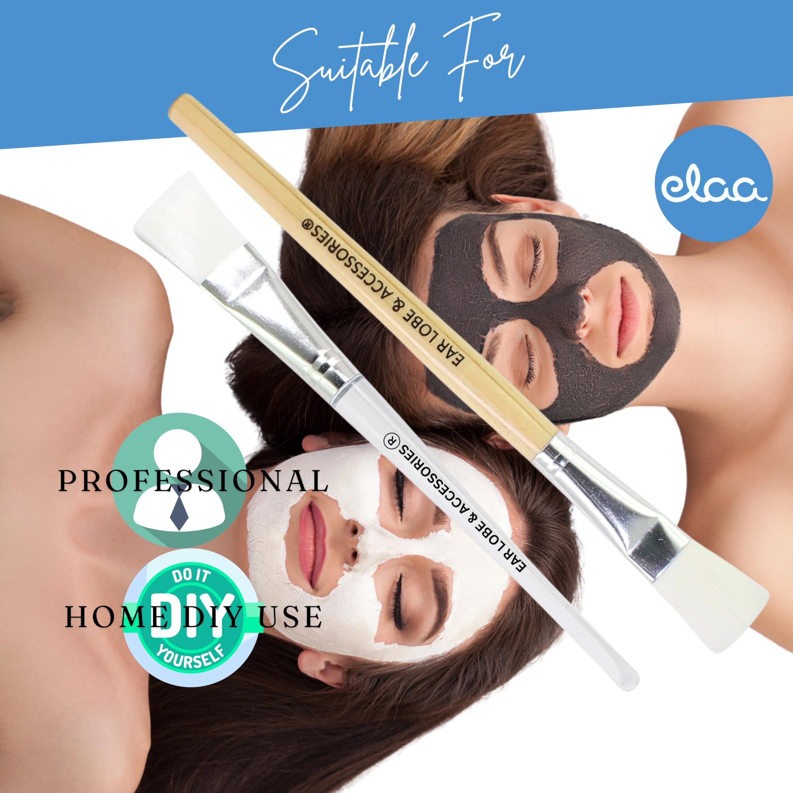 Ear Lobe & Face Care Accessories Combo - 200ml Mixing Bowl (Color May Vary), Wooden Handle Face Brush & Disposable Headband - Perfect for DIY Skincare, Facial Treatments & Spa Days at Home