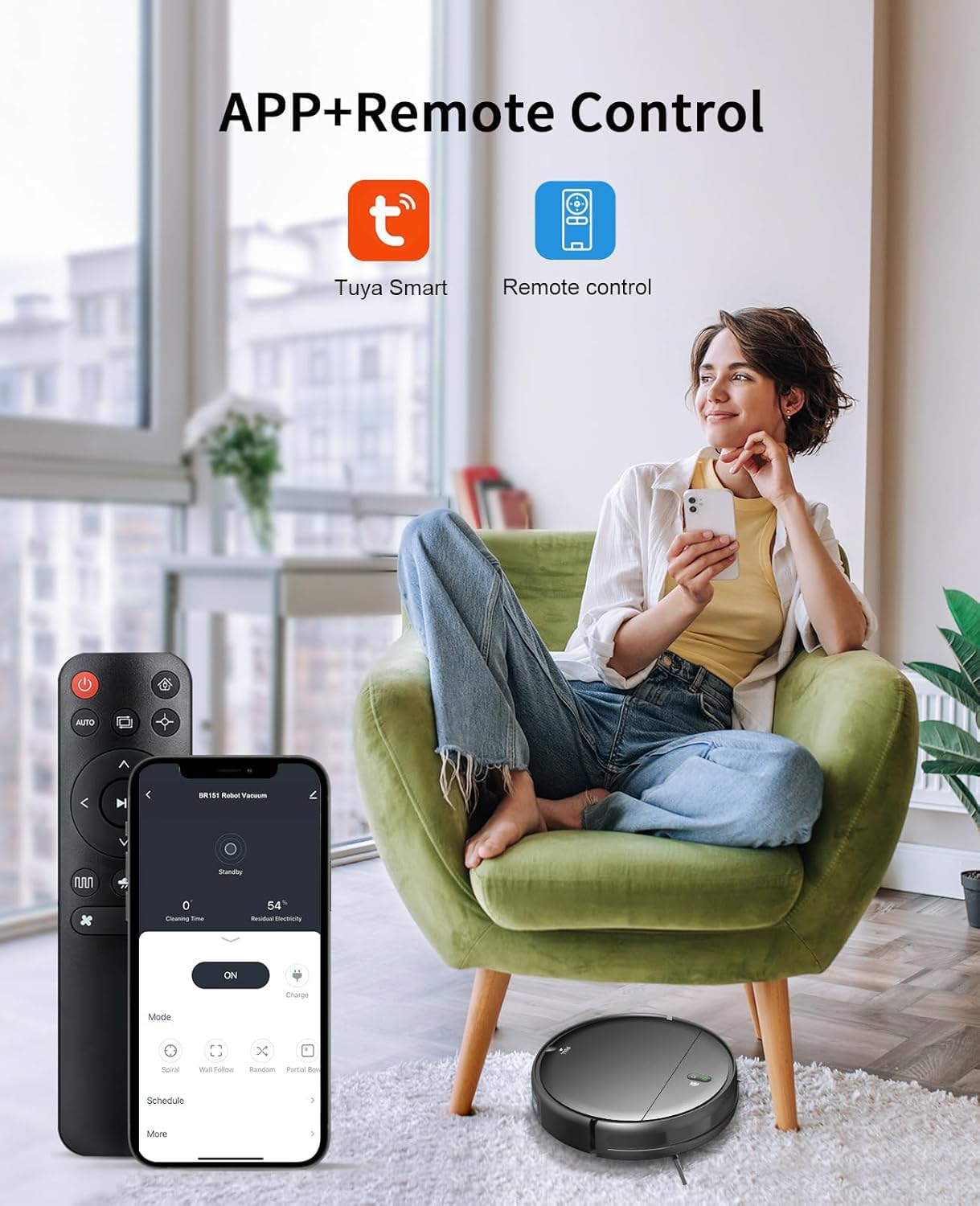 Smart Robot Vacuum Mop Combo - WiFi/App Control for Hard Floors & Pet Hair