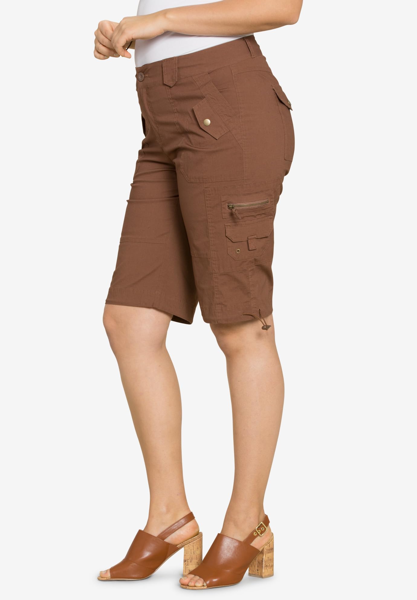Roaman's Women's Plus Size Cargo Shorts - Stretch Comfort Fit Pockets Casual Summer Shorts for Outdoor Activities, Travel & Hiking