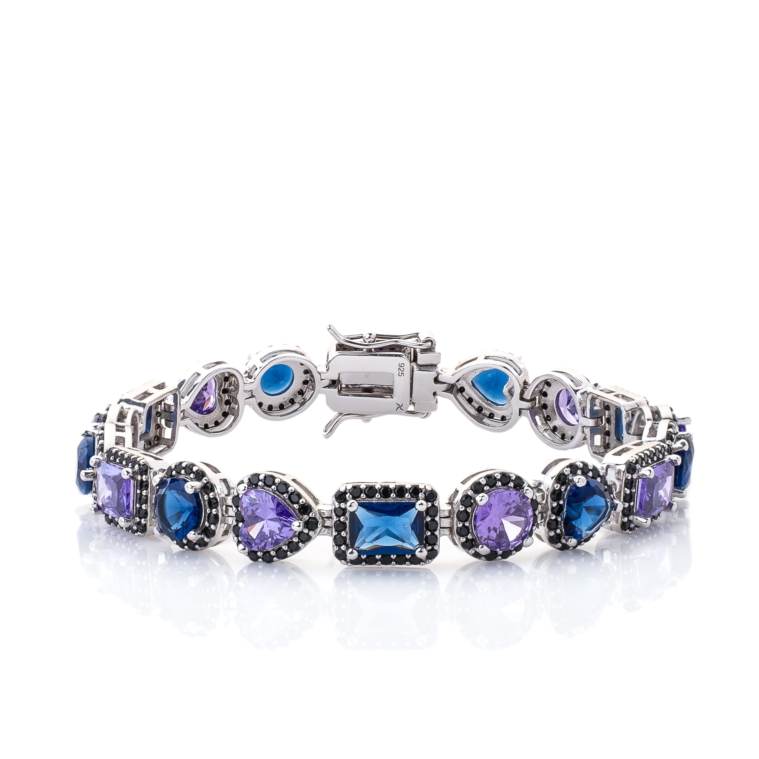 9mm Royalty Bracelet for Women - .925 Sterling Silver Midnight Black Elegant Jewelry Gift for Her - Perfect for Parties, Weddings & Special Occasions