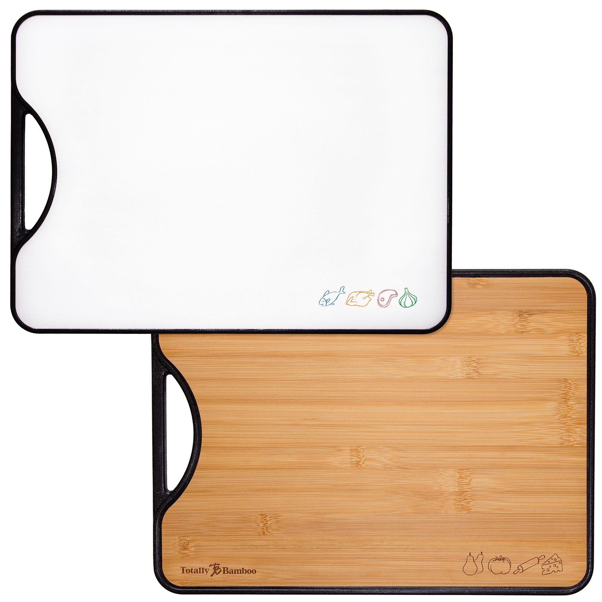 Eco-Friendly Reversible Bamboo and Plastic Cutting Board - Durable Kitchen Chopping Board for Meat, Vegetables & Fruits - Perfect for Home Cooking, Meal Prep & Camping