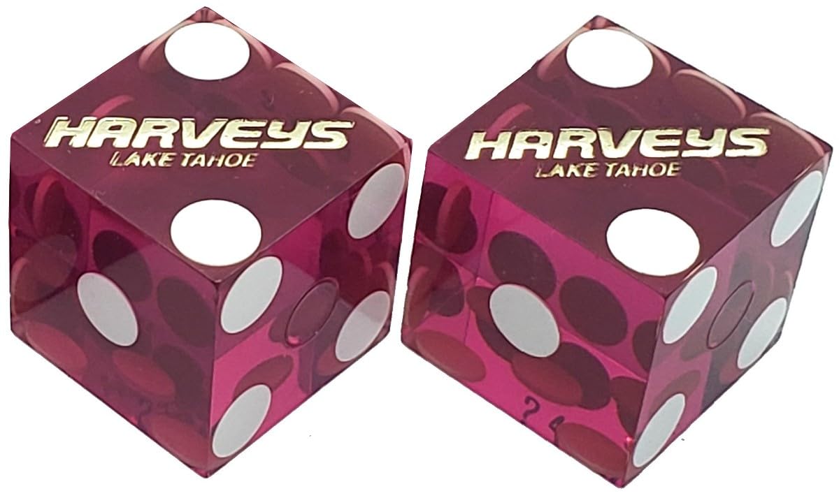Authentic Lake Tahoe Casino Craps Dice Pair with Pouch - Perfect for Table Games & Collectors