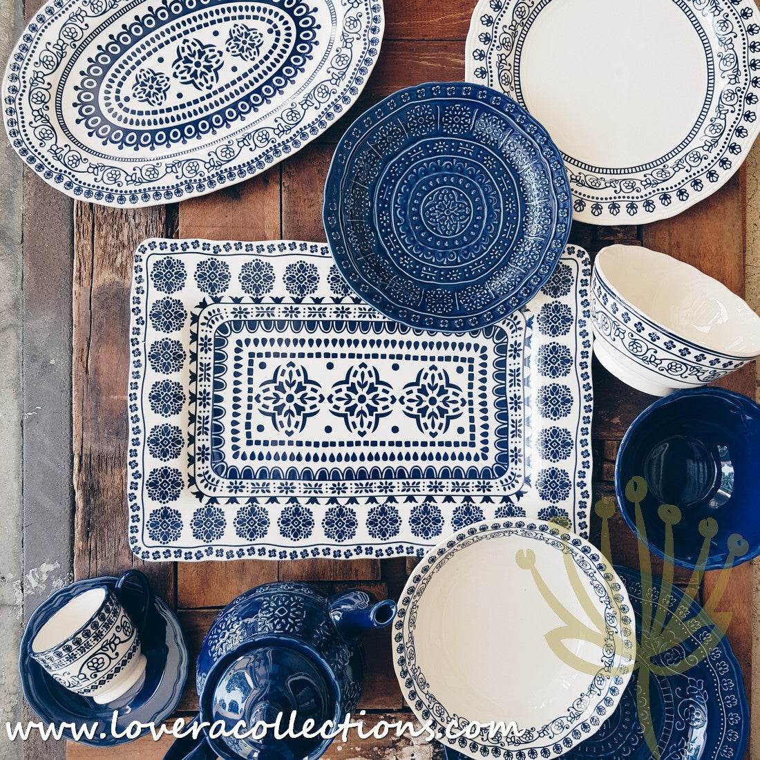 Adelaide Blue & White Dinnerware Set - Elegant Ceramic Plates, Bowls & Serving Dishes for Dining & Entertaining | Perfect for Dinner Parties, Family Meals & Special Occasions