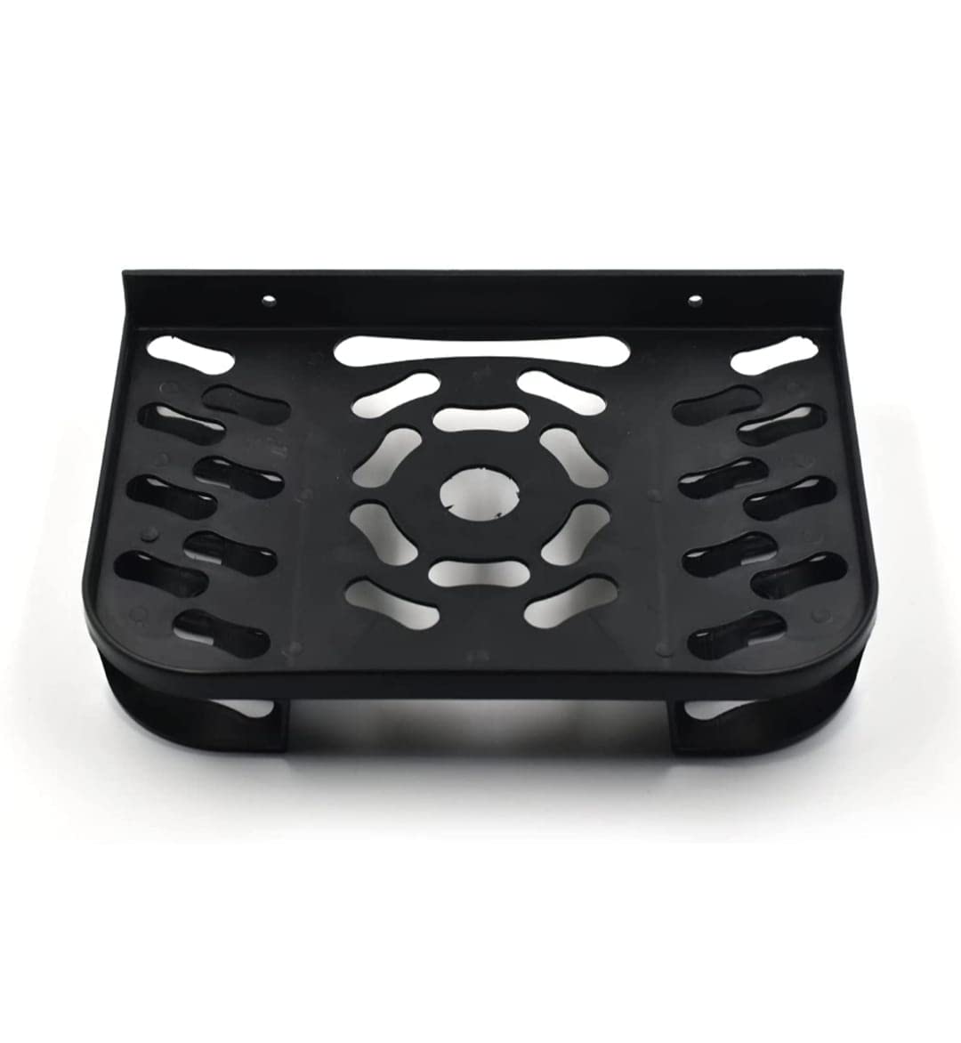 Sorath TV Set Top Box Stand with Remote Holder - Wall Mount Shelf for WiFi Router, DTH, All Types of Set Top Boxes | Double Remote Holder (Powder Coated, Black Plastic) - Perfect for Living Room & Bedroom Organization
