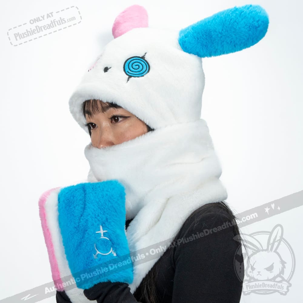 Scoodie Dreadful Gender Dysphoria Rabbit Scarf Hoodie - Soft Unisex Winter Wear for LGBTQ+ Pride, Cosplay & Cold Weather Fashion