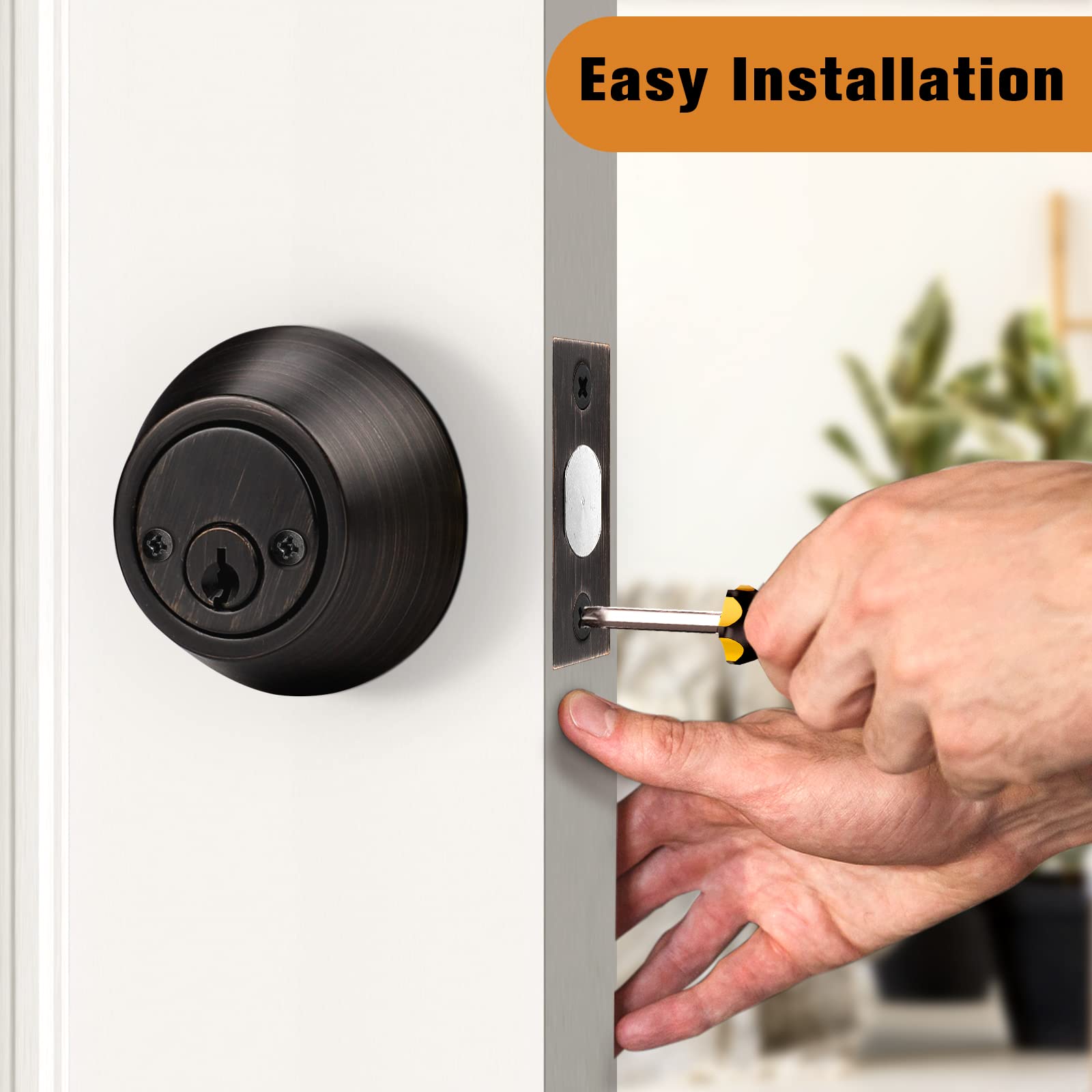 Probrico Oil Rubbed Bronze Round Double Cylinder Deadbolt Lock - 10 Pack Keyed Entry Door Locks for Home Security | Ideal for Front Doors, Back Doors & Rental Properties