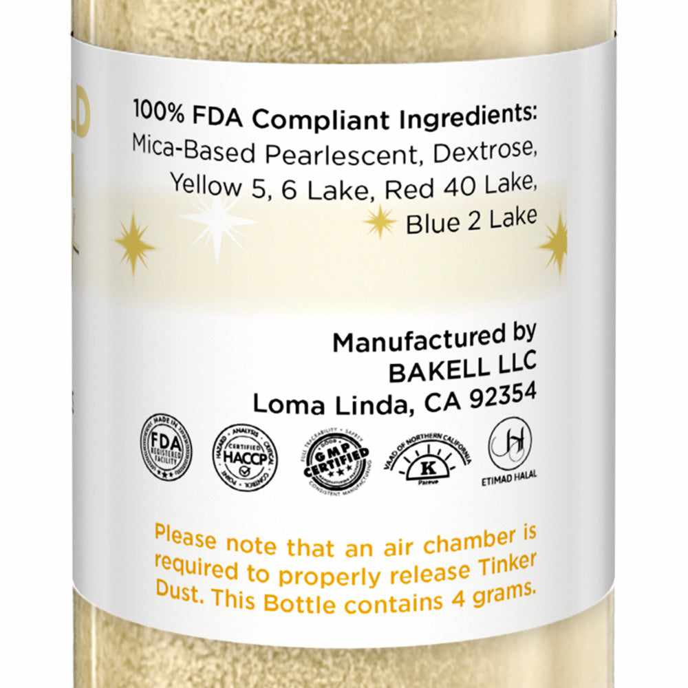 Champagne Gold Edible Glitter Spray 4g Pump | Tinker Dust® - Food Safe Sparkle for Cakes, Cupcakes & Cocktails