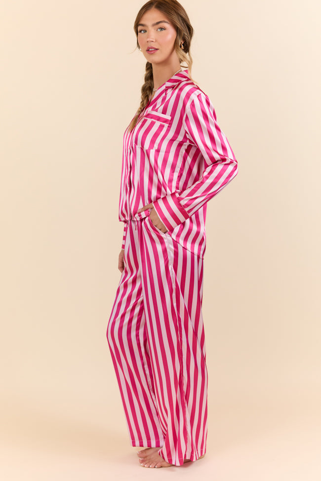 That's Our Secret Women's Striped Satin Pajama Set - Soft & Comfortable Sleepwear for Women - Perfect for Relaxing at Home, Sleepovers & Gift Giving