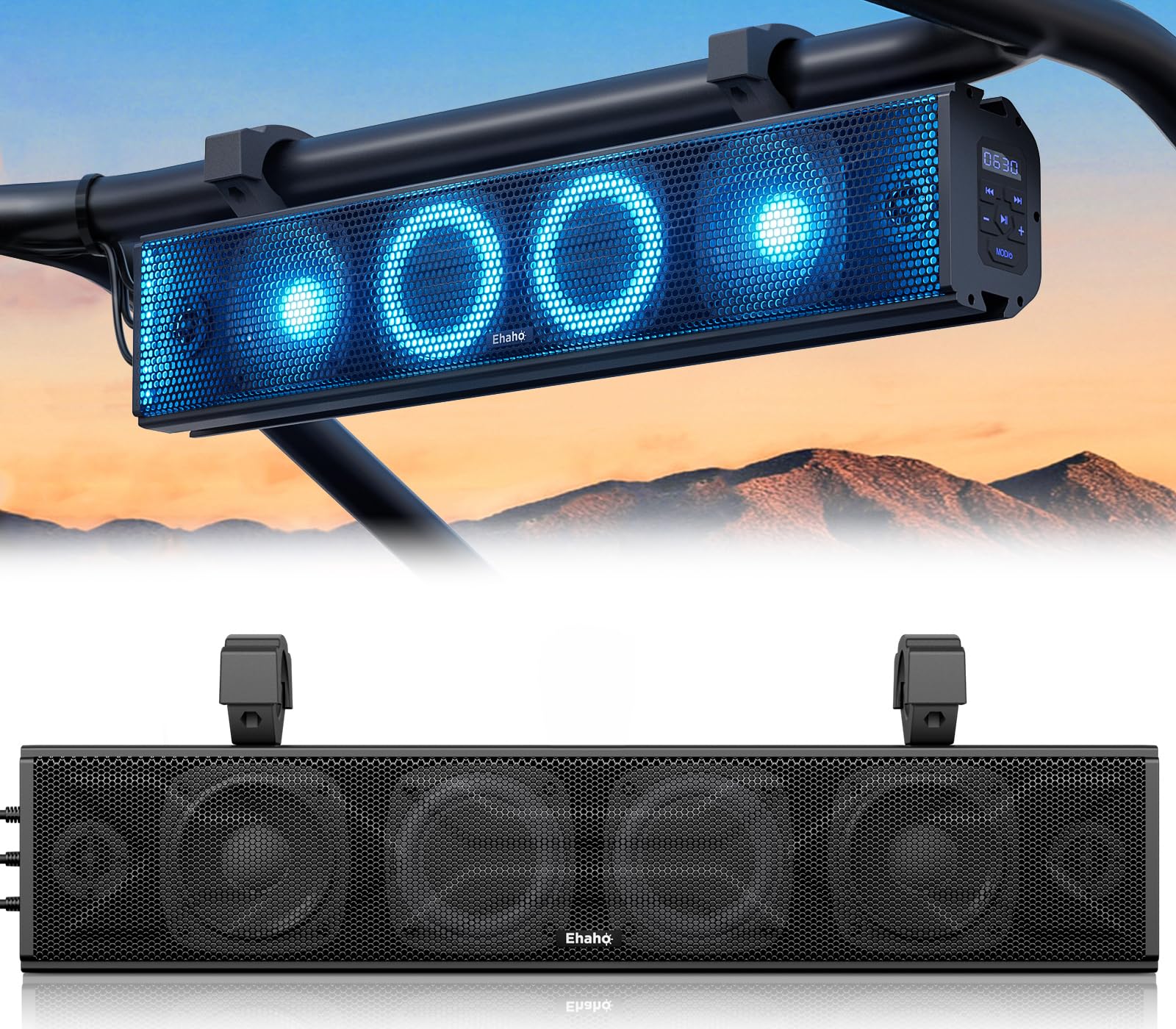 25 Inch UTV Sound Bar with Bluetooth & RGB Lighting - IP65 Waterproof ATV/Golf Cart Speaker System - Amplified Powersports SXS SoundBar for Polaris RZR & Can-Am - Perfect for Off-Road Adventures, Tailgating & Outdoor Parties