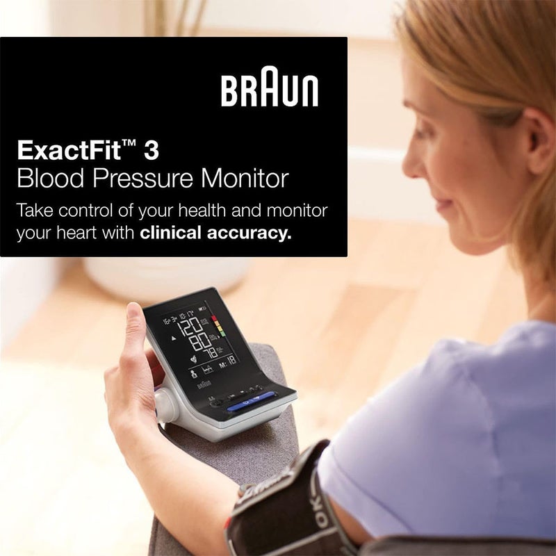 Braun BUA6150 Exactfit 3 Upper Arm Blood Pressure Monitor - Accurate Digital BP Cuff for Home Use, Heart Health Tracking & Hypertension Management