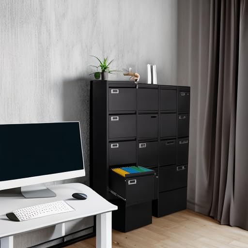 4-Drawer Metal File Cabinet - Lockable Storage for Home & Office - Organize Letter/Legal/A4 Files