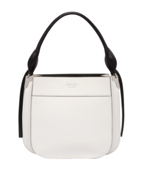 Prada Margit Leather Shoulder Bag for Women - White Genuine Leather Designer Handbag - Perfect for Work, Travel & Evening Events