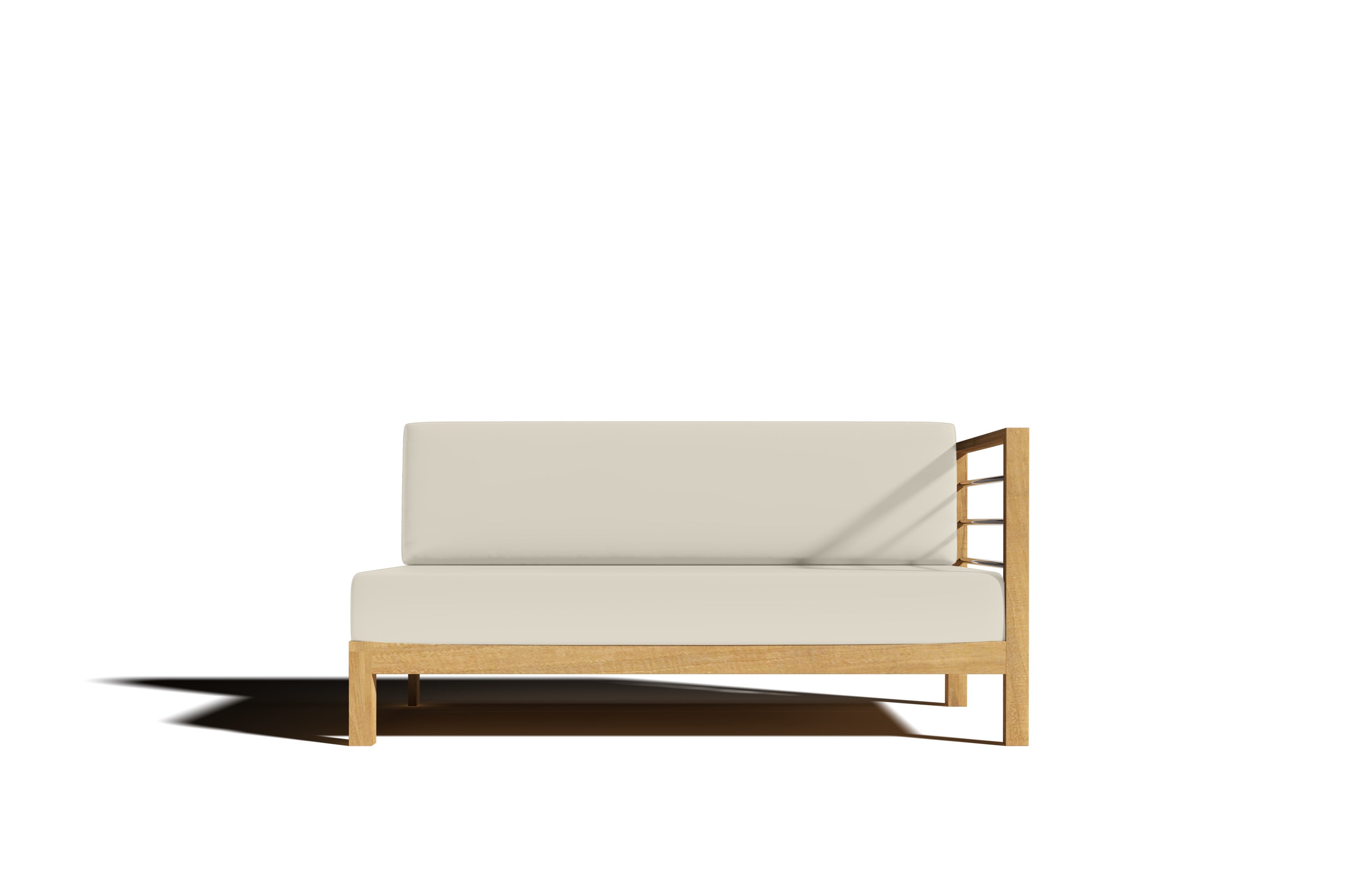 Premium Leon Teak Outdoor Sectional Right Sofa with Sunbrella Canvas Cushion - Waterproof & Durable Patio Furniture for Backyard, Poolside & Garden Relaxation