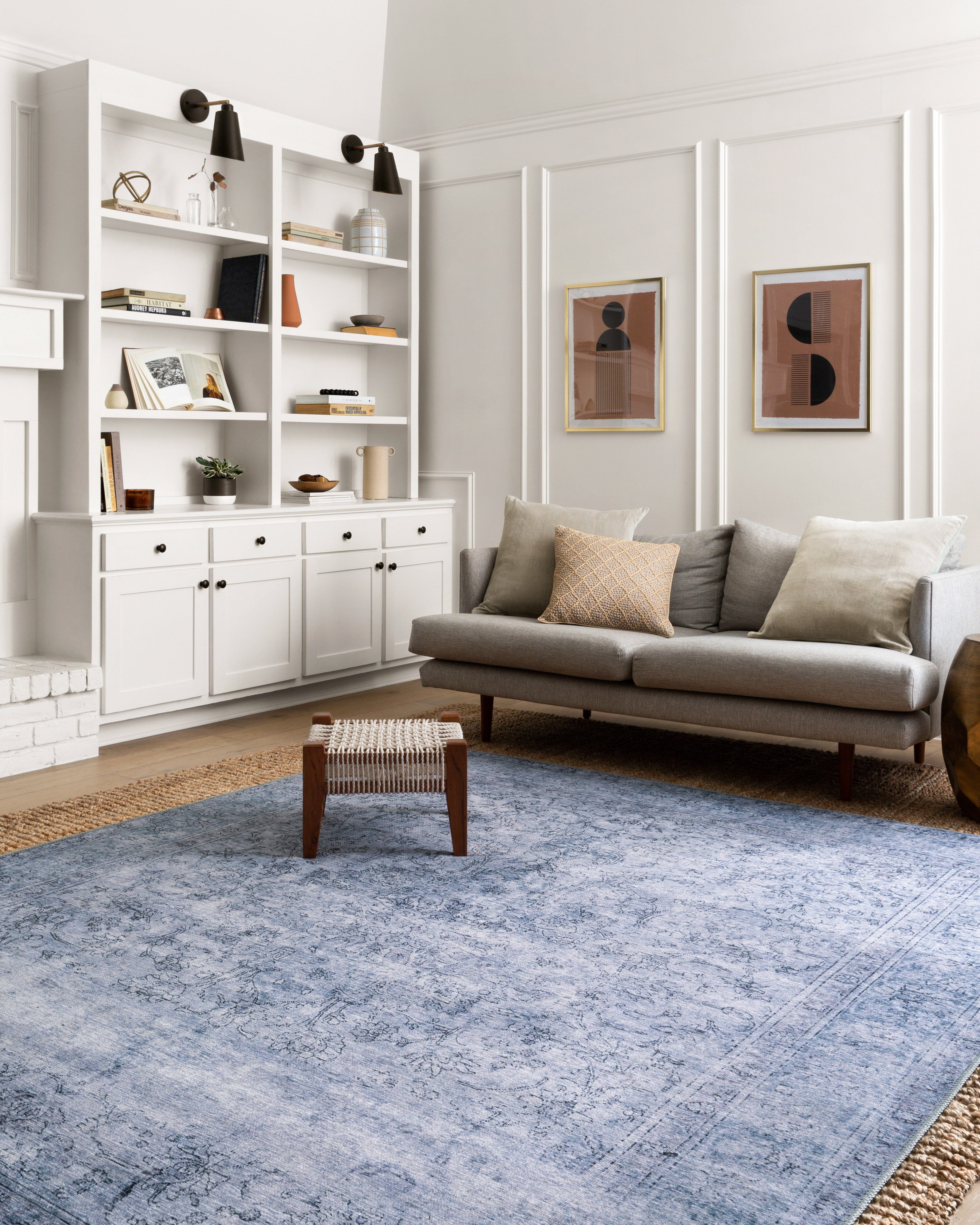 Loloi II Loren Area Rug in Slate - Soft & Durable Handmade Vintage Design for Living Room, Bedroom, or Office Decor