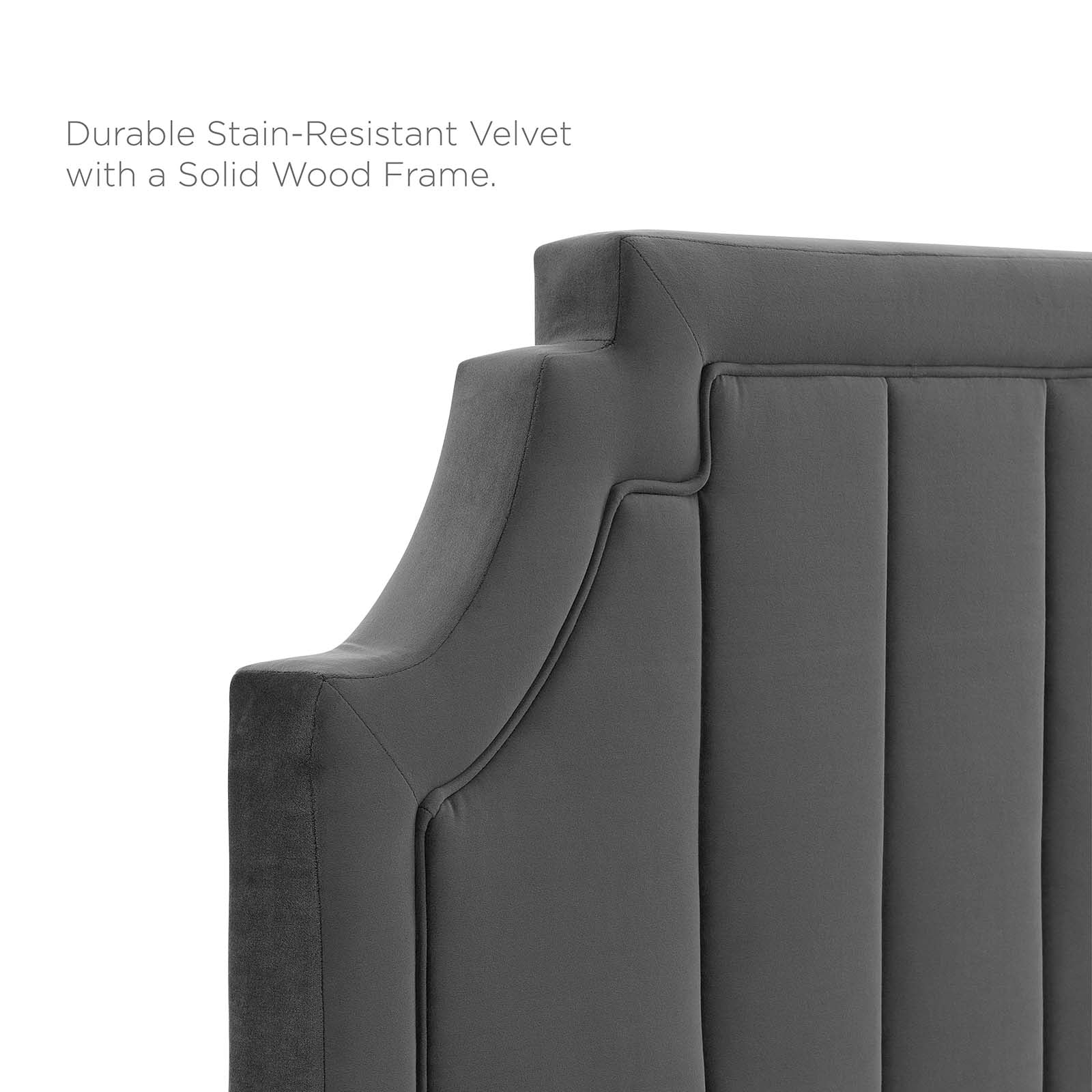 Alyona Channel Tufted Performance Velvet Headboard - Queen Size Upholstered Bed Headboard with Nailhead Trim - Perfect for Bedroom Decor & Luxury Master Suite Upgrade