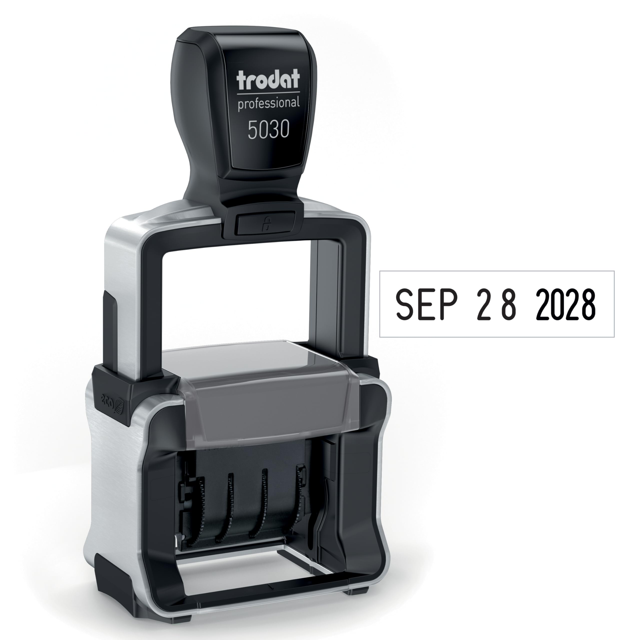 Trodat 5030 Professional 4.0 Self Inking Date Stamp - 1-5/8” x 3/8” Impression Size - Black Ink - Perfect for Office Documents, Invoices & Legal Paperwork