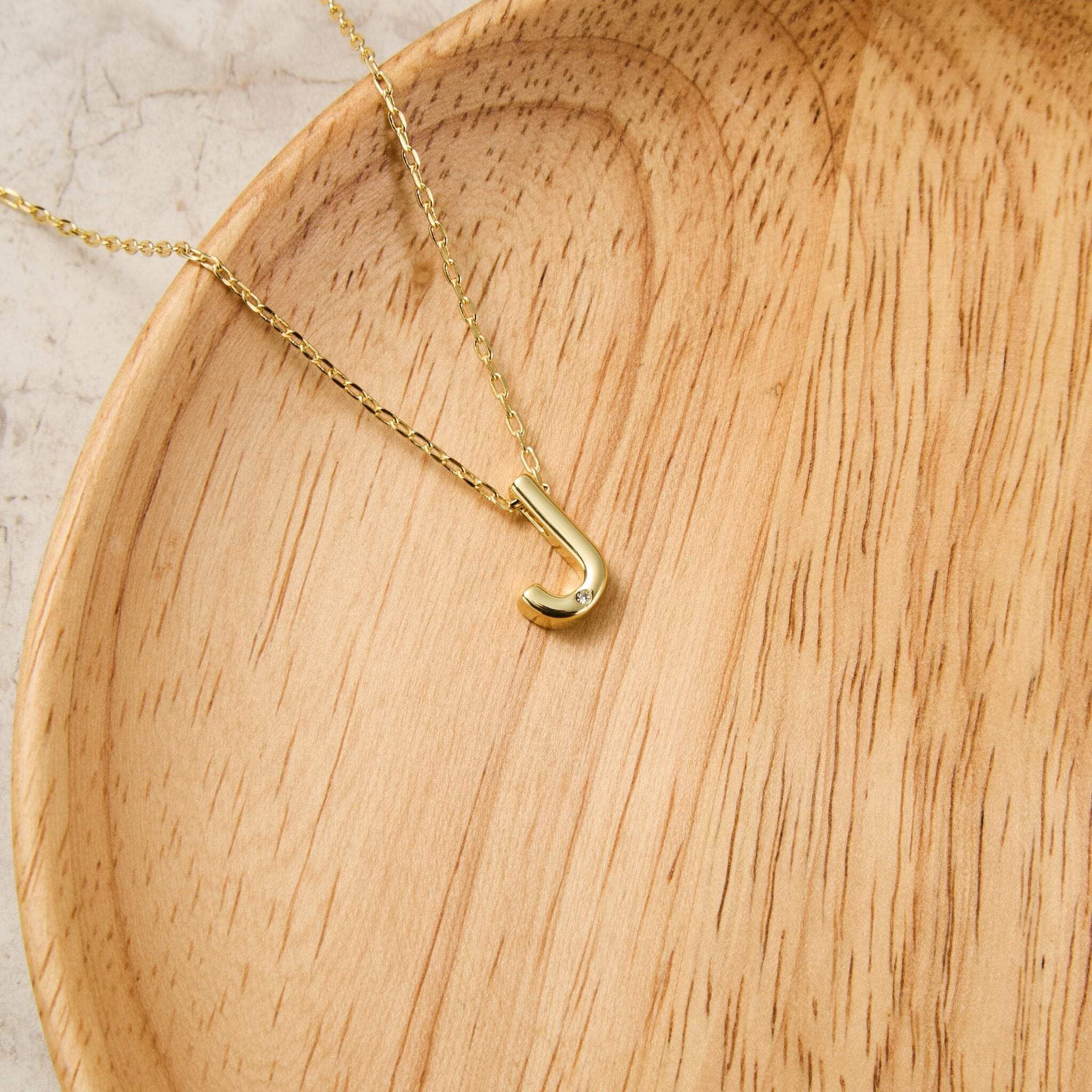 Gold Plated Initial Necklace A-Z with Zircondia® Crystals - Perfect Gift for Her
