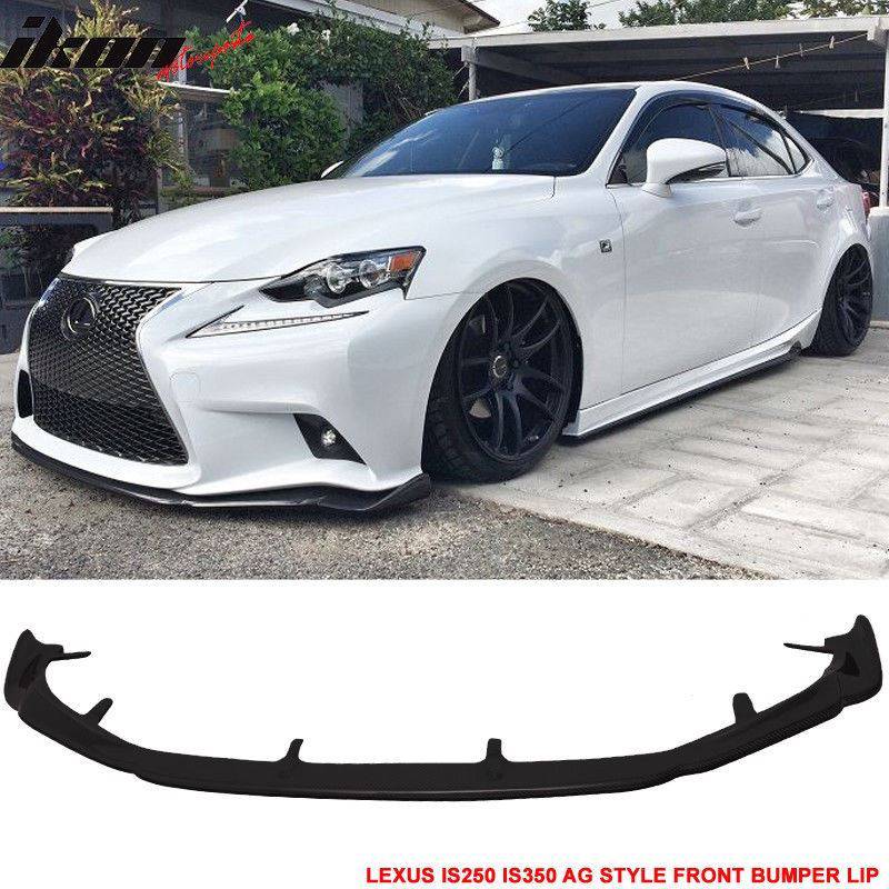 2014-2016 Lexus IS F Sport Front Bumper Lip - AG Style Unpainted Black PU Material for Enhanced Aerodynamics & Sporty Look | Perfect for Car Enthusiasts & Street Racing