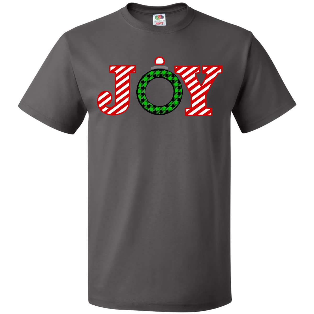 Inktastic Joy Christmas Ornament with Candy Cane Stripes T-Shirt - Festive Holiday Apparel for Christmas Parties & Family Gatherings