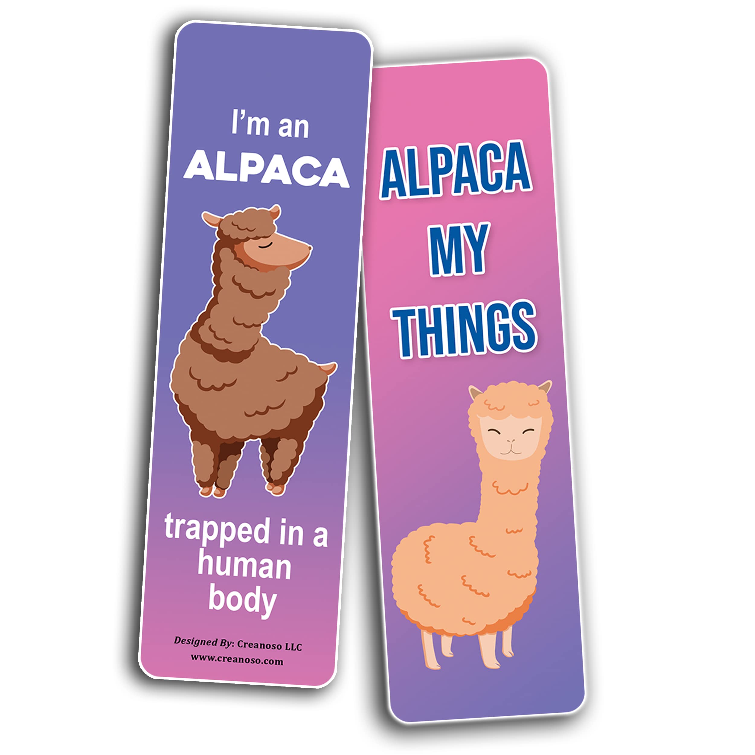 Creanoso Alpaca Funny Bookmarks (12-Piece Set) - Inspirational Daily Quote Cards - Unique Book Page Clips - Perfect Gifts for Adults & Professionals - Ideal for Office, Reading, and Book Lovers