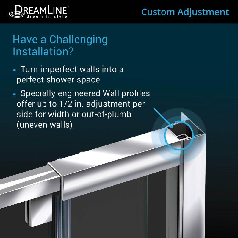 DreamLine Flex 32-36 Inch W x 72 Inch H Semi-Frameless Pivot Shower Door - Modern Bathroom Upgrade for Small & Large Showers - Perfect for Home Renovation & Spa-Like Experience