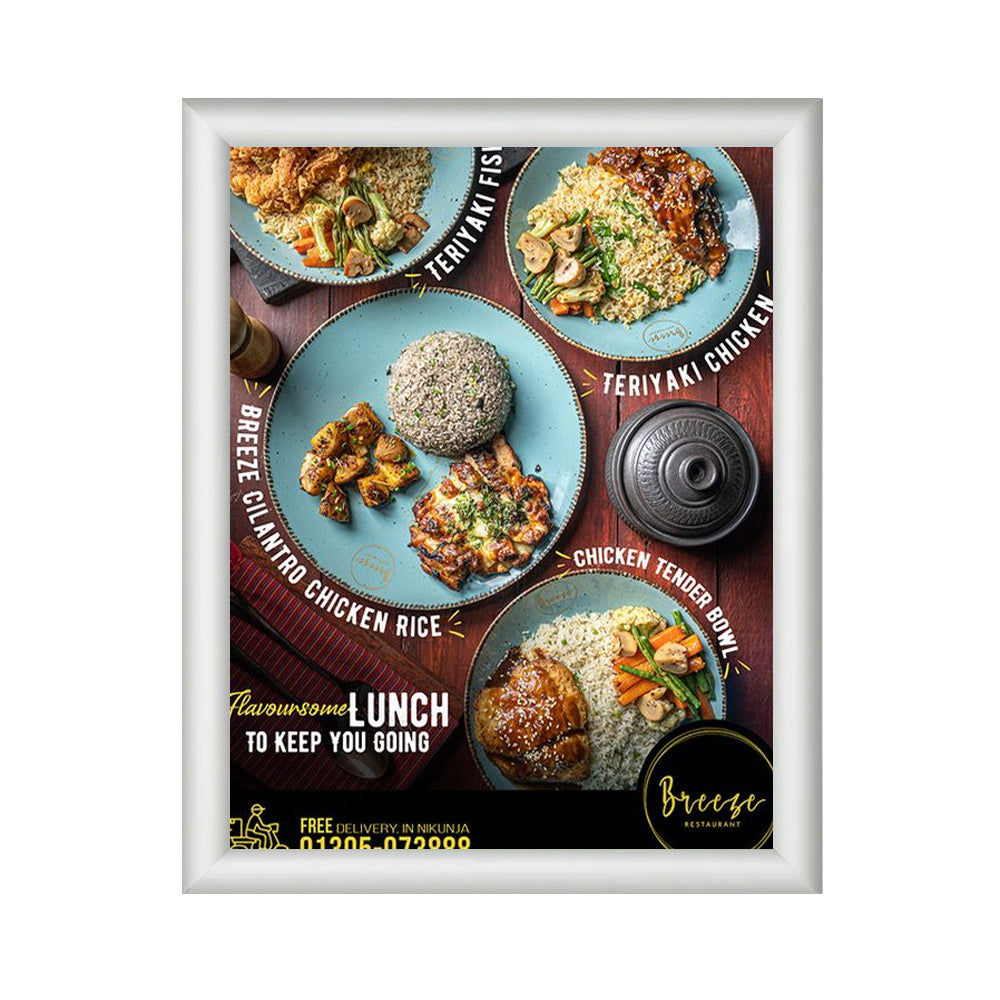 Fireproof 8.5x11 Snap Frame - 1 Inch Silver Aluminum Sign Holder for Menu Boards, Safety Signs & Office Displays - Heat Resistant & Durable