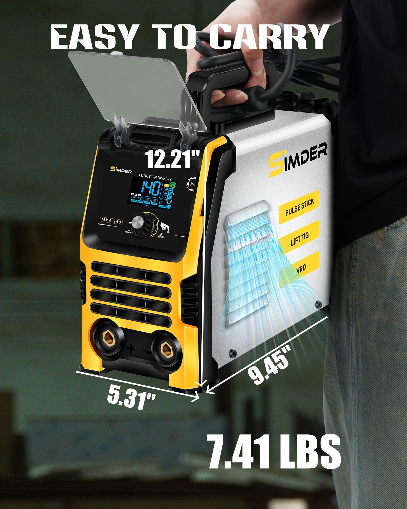 SSimder MMA 140 3-in-1 Pulse Stick Welder - Portable Arc Welding Machine for DIY, Home Repairs & Metal Fabrication | Ideal for Automotive, Construction & Hobby Projects