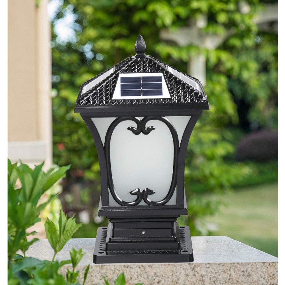 Solar LED Column Lights - Outdoor Waterproof Wall Lights for Garden, Villa, Courtyard & Doorpost - Perfect for Pathway, Driveway, Patio & Landscape Lighting (Size L)