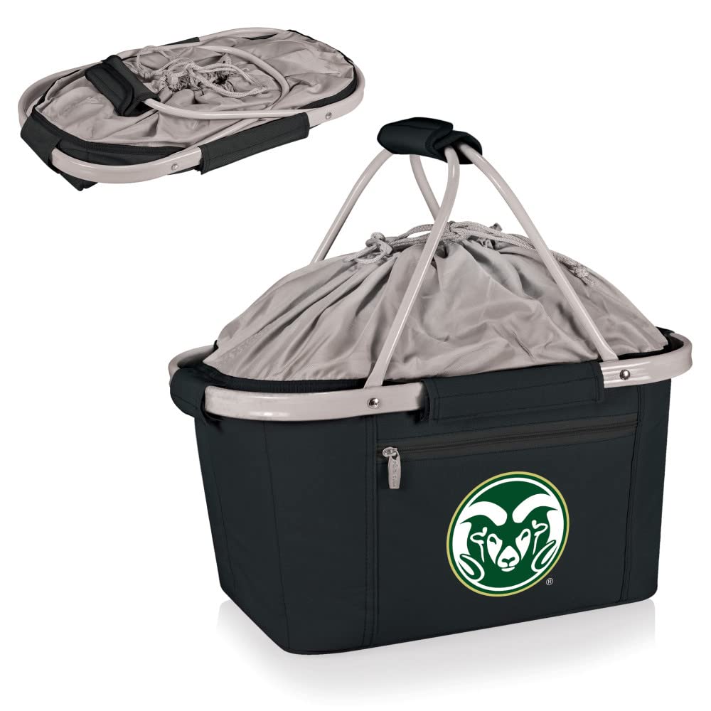 NCAA Colorado State Rams Insulated Collapsible Picnic Basket - Portable Cooler Tote Bag for Groceries, Beach, Tailgating & Outdoor Activities
