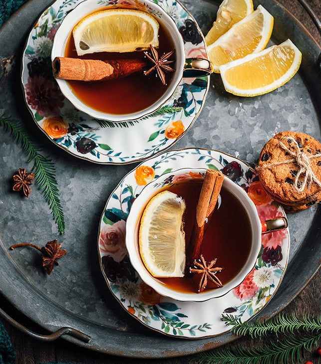 Elegant British Bone China Tea Cup and Saucer Set - Porcelain Coffee Cups with Gift Box - Perfect for Afternoon Tea, Bridal Shower & Home Decor