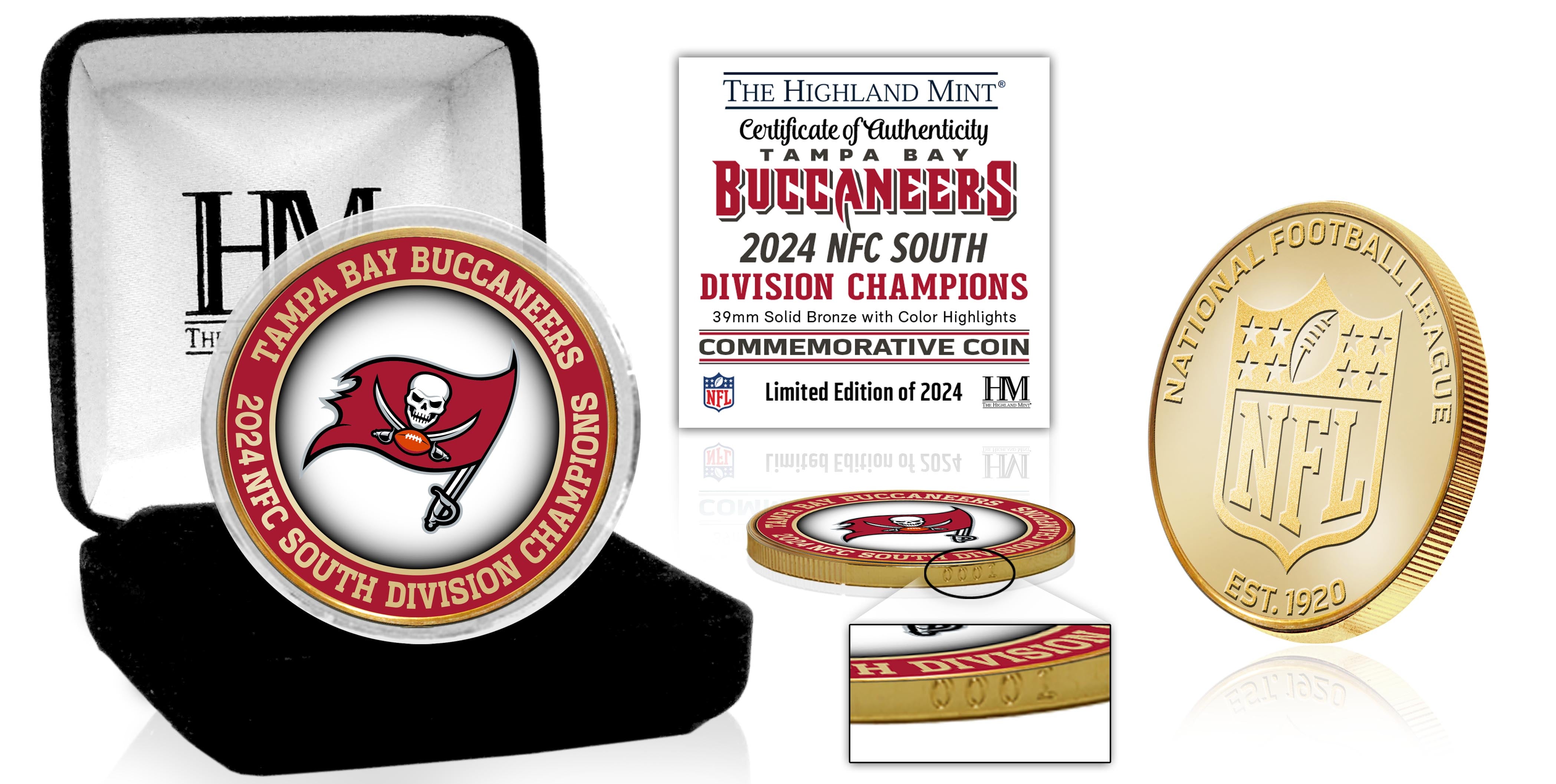 Tampa Bay Buccaneers NFC South Division Champions Commemorative Bronze Coin - Perfect for NFL Fans, Collectors, and Sports Memorabilia Displays
