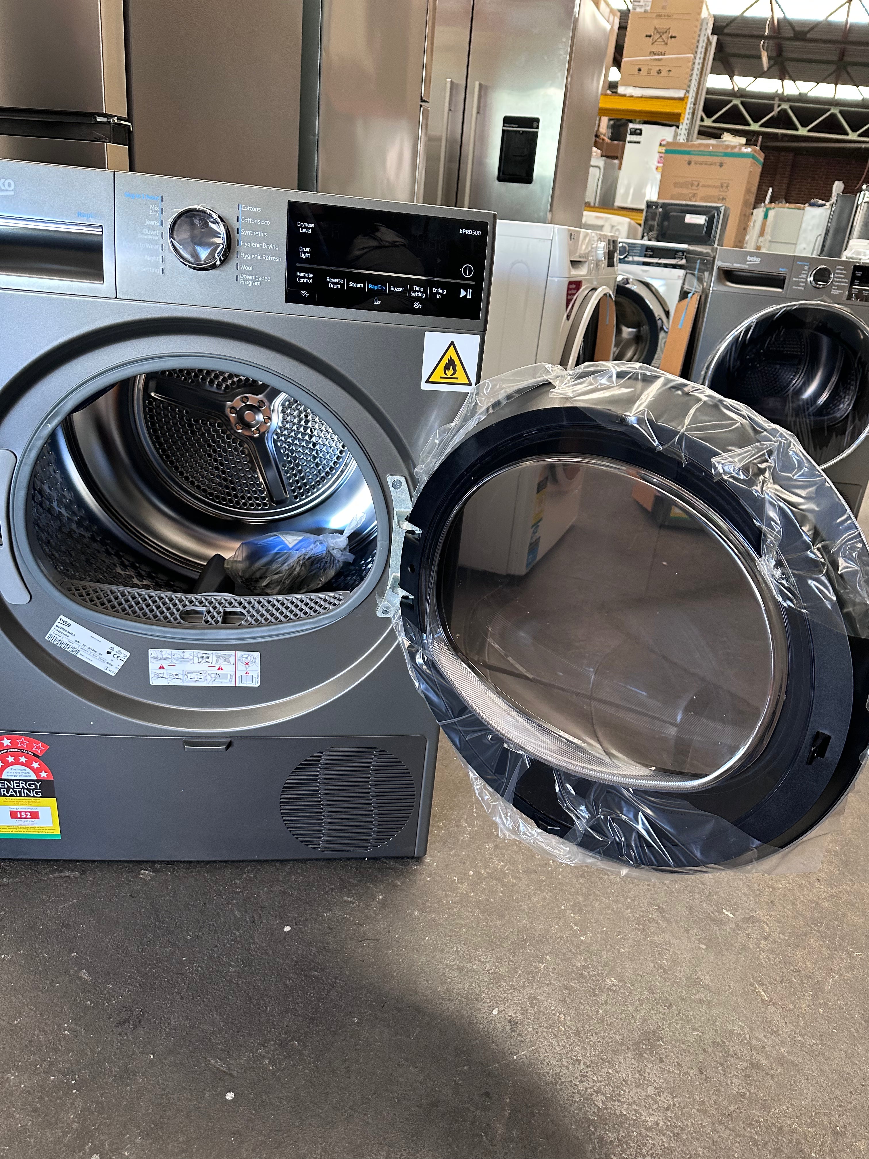 Beko BDPB904HG 9kg Hybrid Heat Pump Dryer - Energy Efficient Graphite Laundry Dryer [Factory Second] for Home & Apartment Use