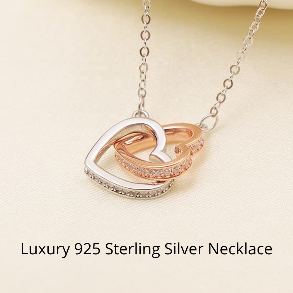 Sterling Silver S925 Interlocking Heart Necklace - Thoughtful Pregnancy Gift for Expecting Moms, First Time Mothers & Wives | Engraved Message Card Included | Perfect for Mother's Day, Christmas, Baby Shower & Birthday Celebrations | Elegant Jewelry for Maternity Photos & Special Occasions