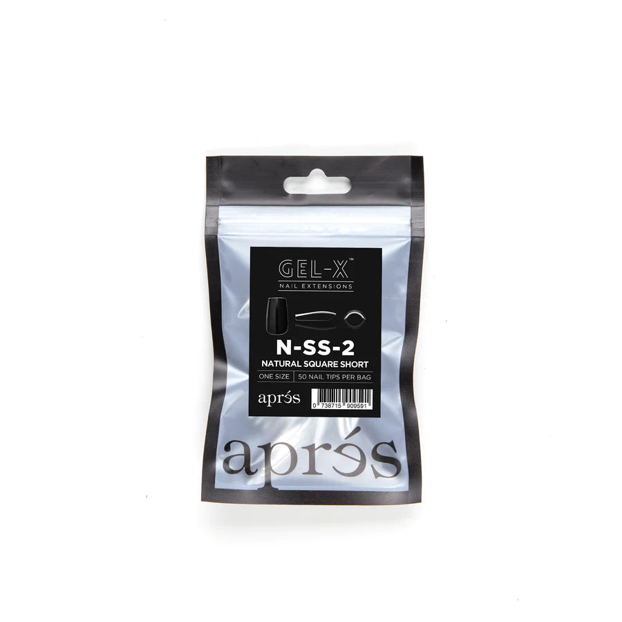 Apres Gel X Tips 50pc - Natural Short Square Nail Extensions for Easy DIY Manicures at Home | Salon-Quality Press-On Nails for Women