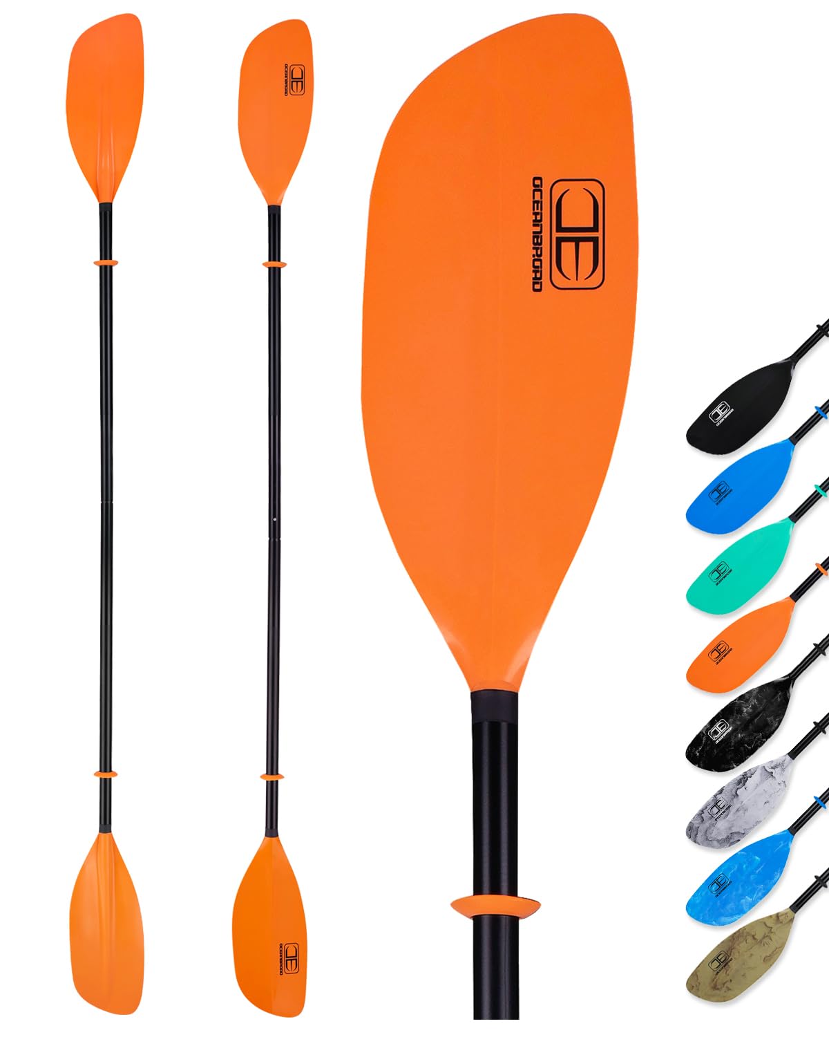 OCEANBROAD 2-Piece Aluminum Kayak Paddle 86in/218cm or 90.5in/230cm - Lightweight Floatable Canoe Oar for Kayaking, Canoeing & Boating - Perfect for Lakes, Rivers & Ocean Paddling Adventures
