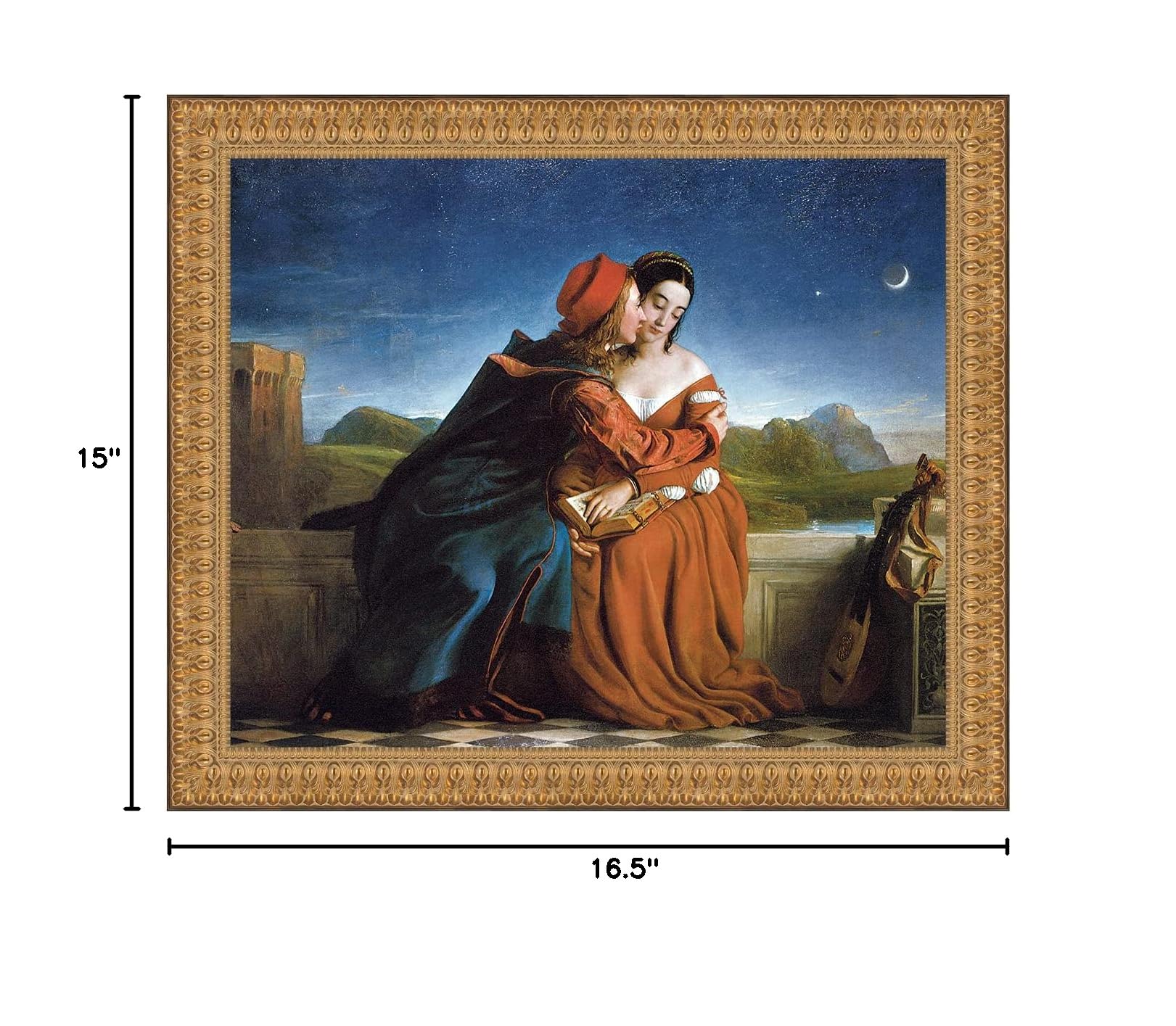 Design Toscano Francesca da Rimini 1837 Canvas Replica Painting - Small Wall Art for Living Room, Bedroom & Office Decor