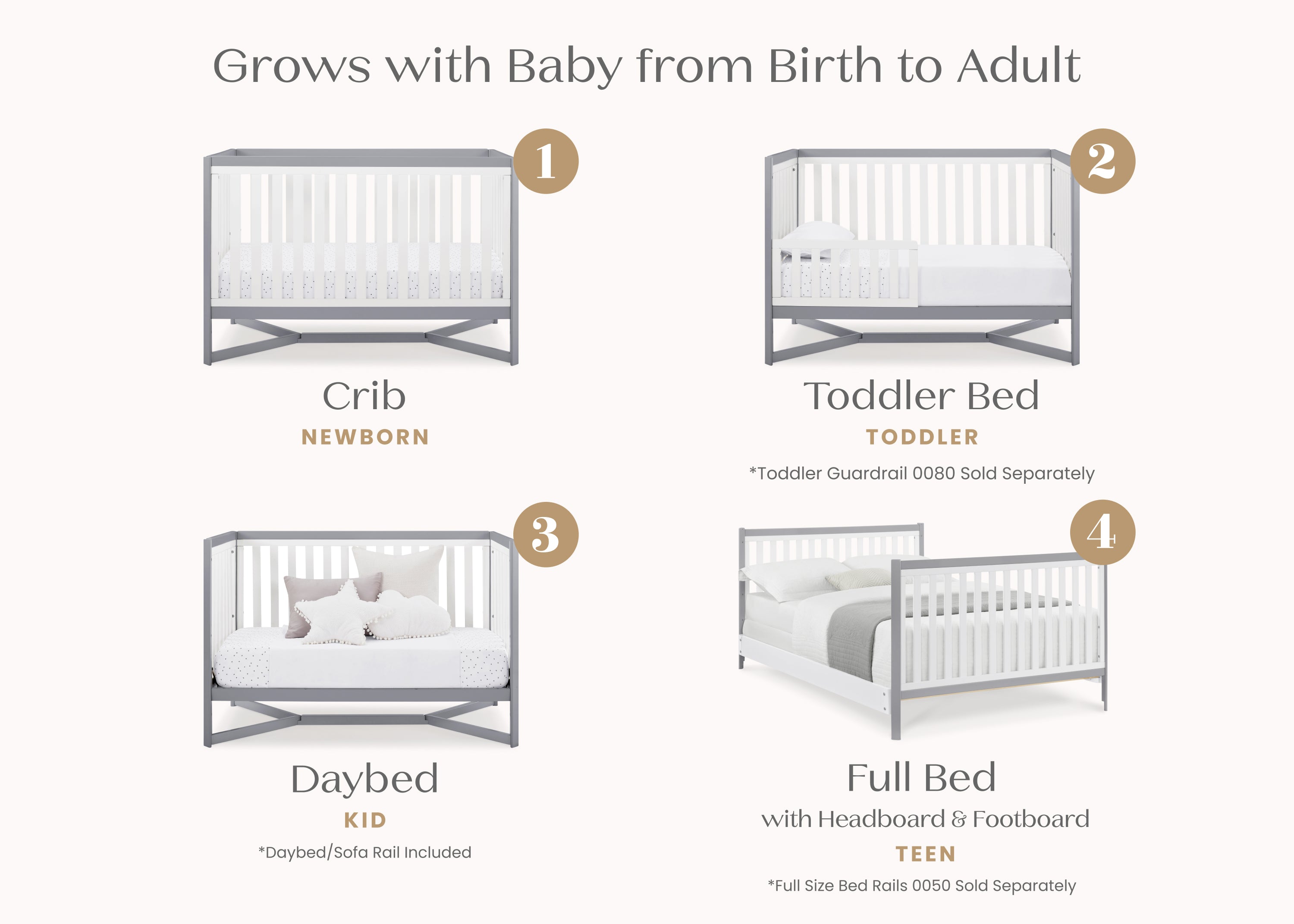 Tribeca 4-in-1 Convertible Baby Crib - White Nursery Furniture for Newborn to Toddler Bed - Perfect for Modern Nursery Rooms & Daycare Centers